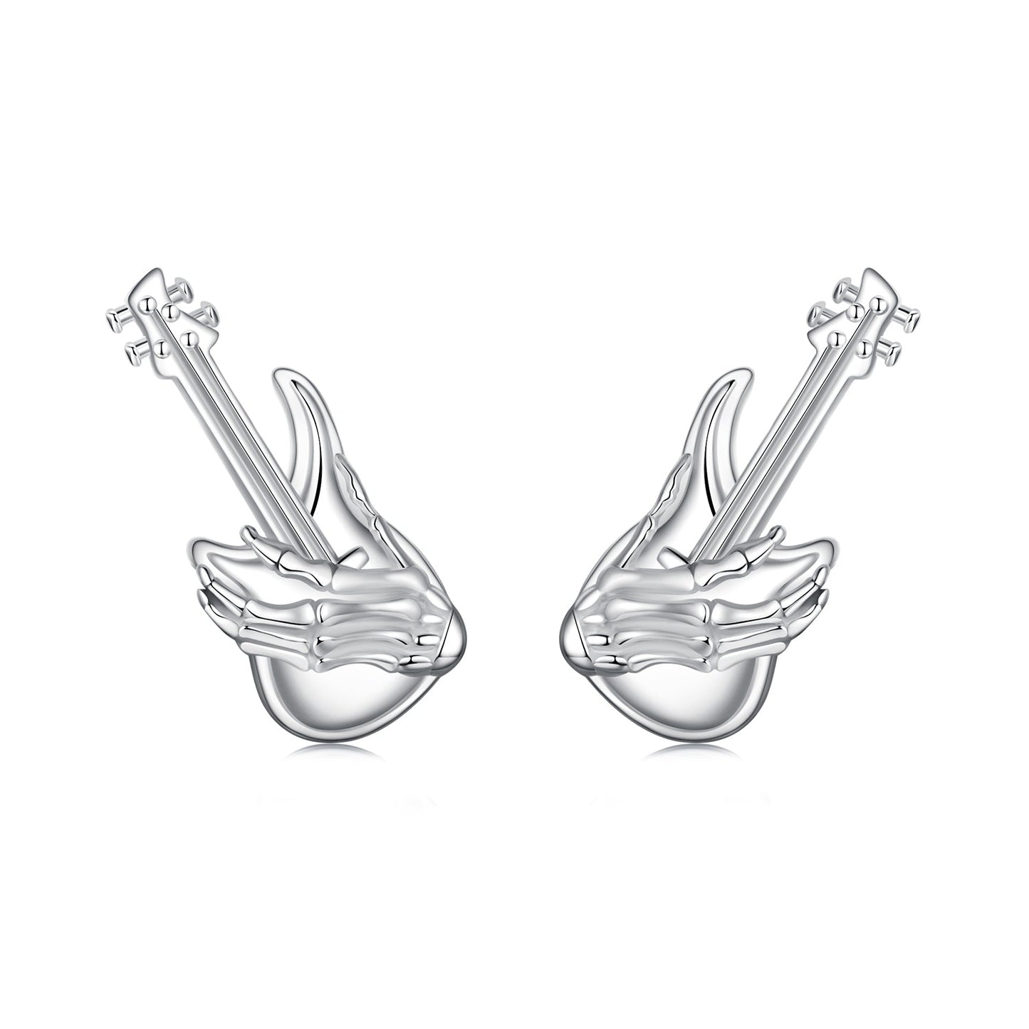 925 Sterling Silver Earrings for Women with White Gold Plating, Size 1.5x0.6cm