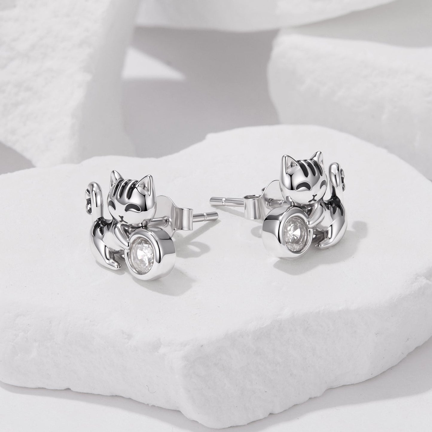 925 Sterling Silver Brass White Gold Plated Earrings with CZ for Women