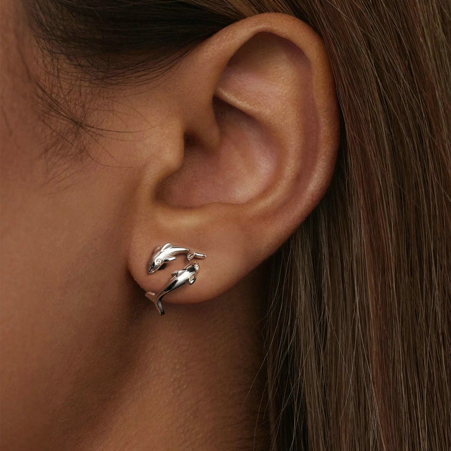 S925 Sterling Silver Rose Gold Plated Zircon Earrings