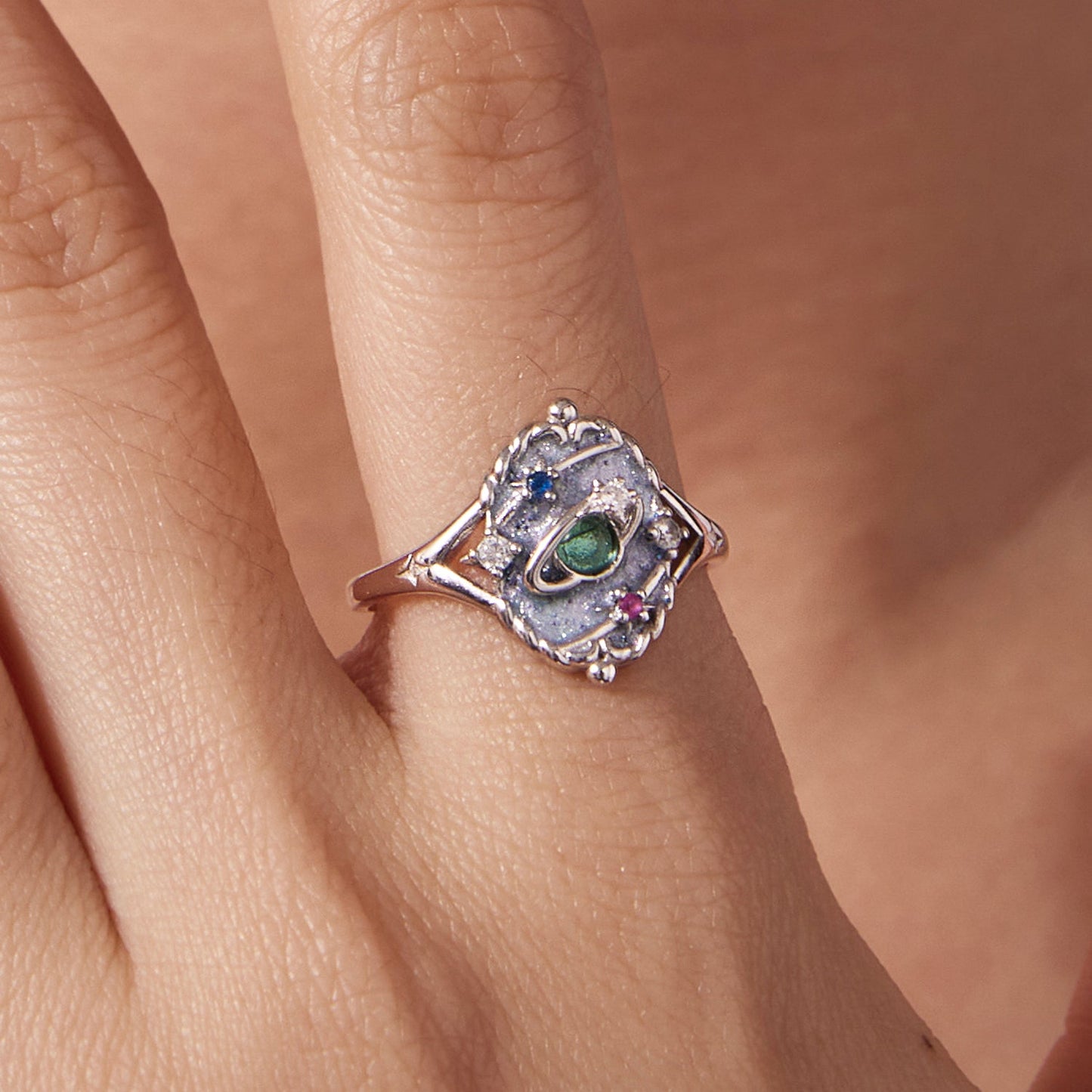 925 Sterling Silver Pendant 1.5*1.2 cm with Enamel and CZ for Women