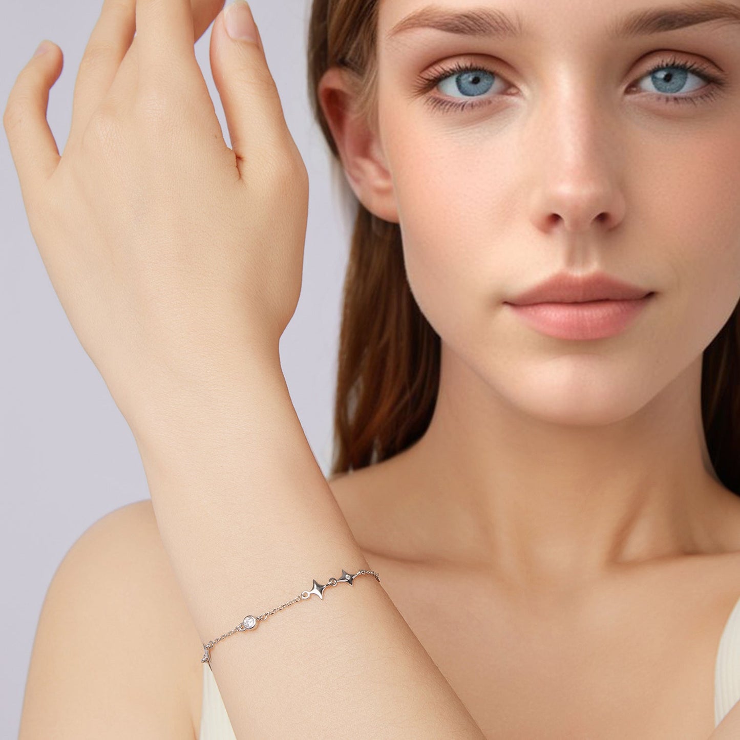 925 Sterling Silver 15+6cm Pavé Setting CZ Bracelet for Women