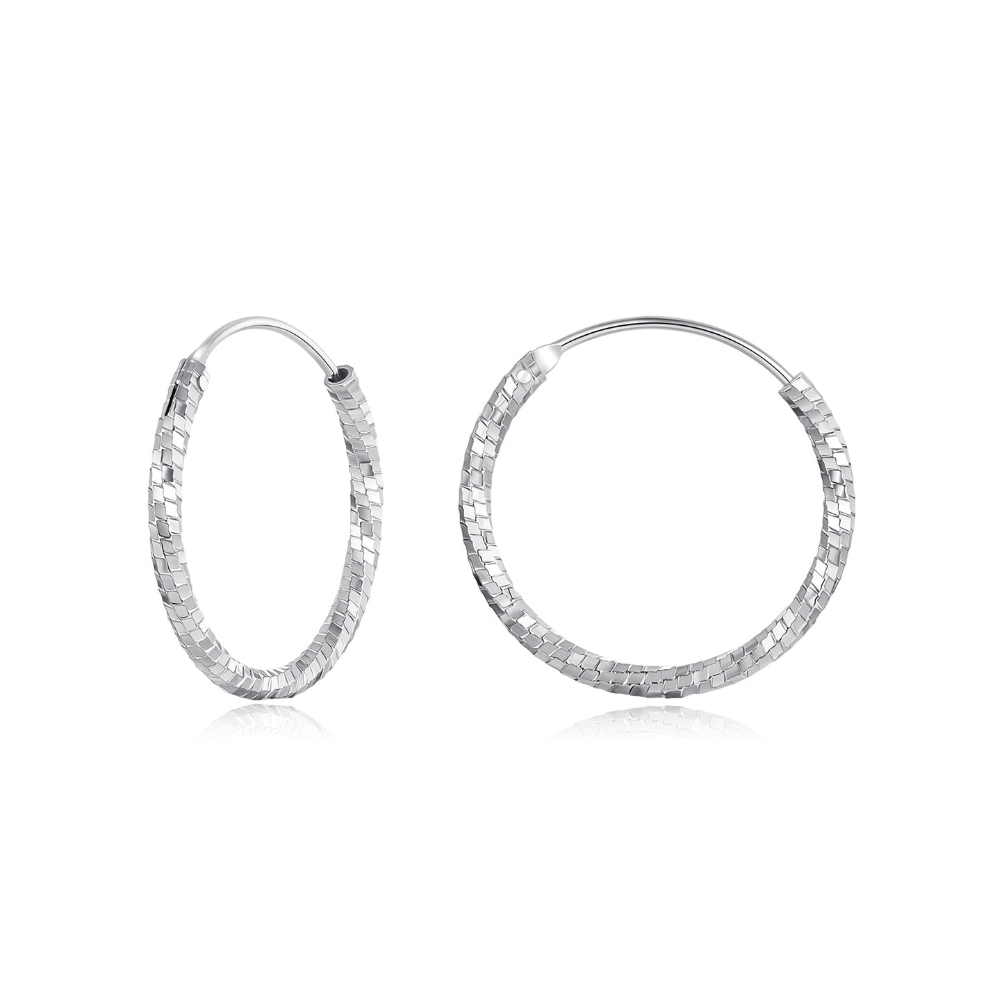 925 Sterling Silver Earrings for Women - White Gold Plated, 2.6*0.2 cm, Style L