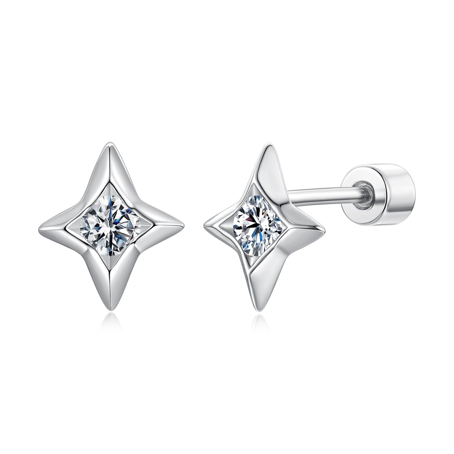 925 Sterling Silver Moissanite Earrings 0.8cm for Women
