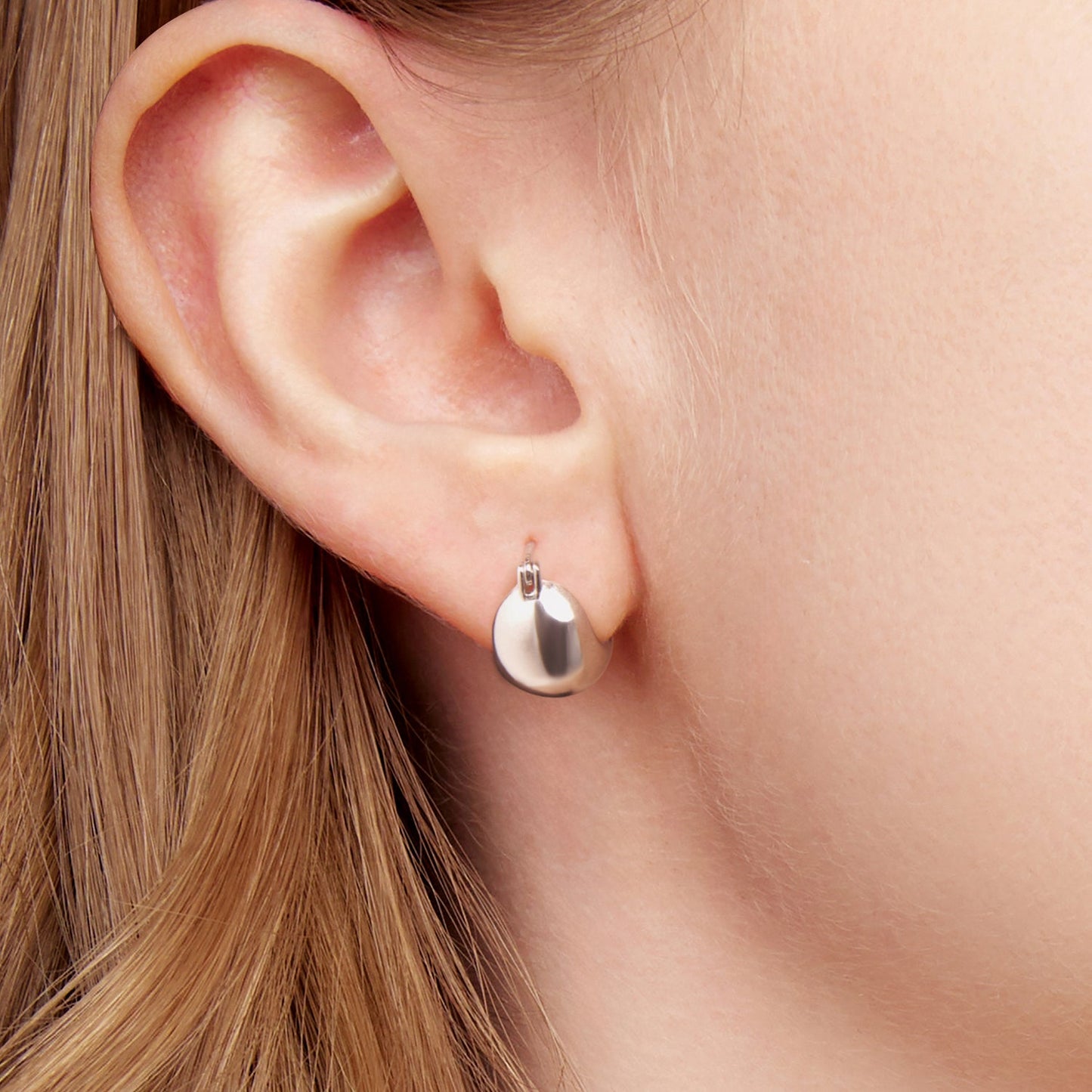 925 Sterling Silver Plated White Gold Earrings 1.4 x 1.0 cm for Women