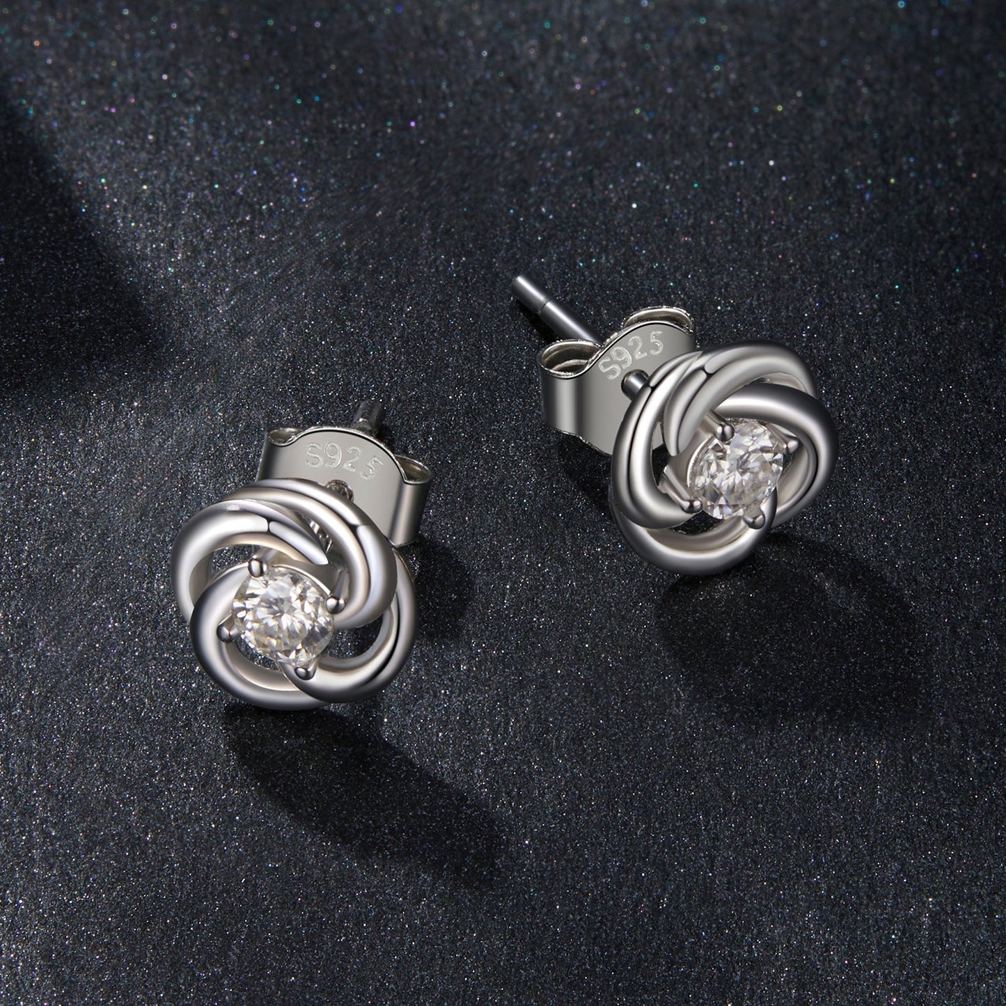 925 Sterling Silver Moissanite Earrings, 0.3cm, White Gold Plated, for Women