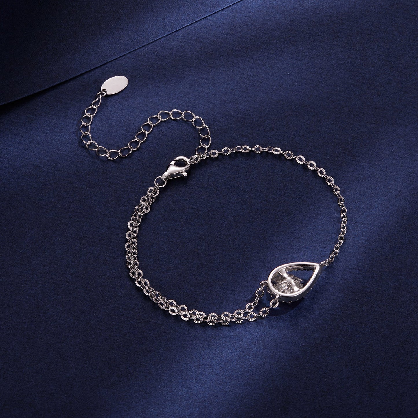 925 Sterling Silver Moissanite Bracelet with Pavé Setting 15+6cm for Women