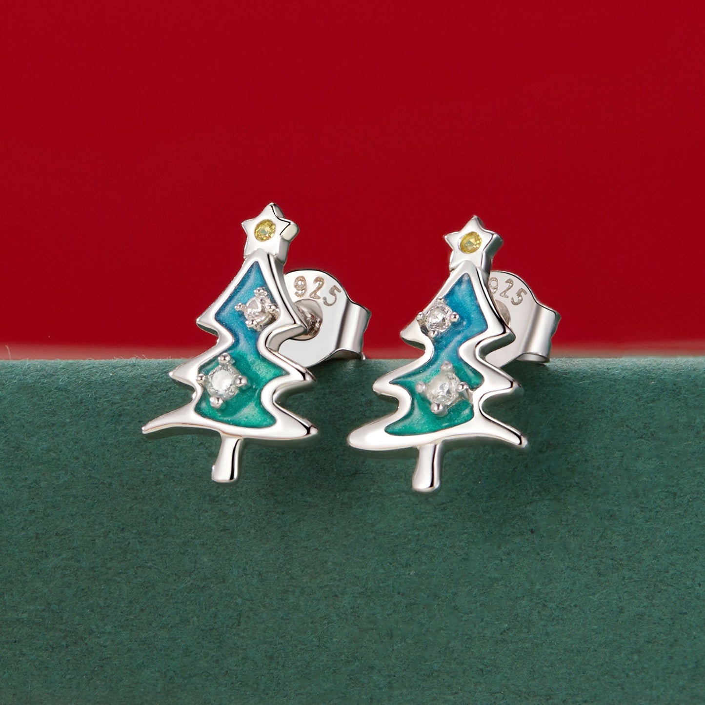 925 Sterling Silver Enamel Pavé CZ Earrings for Women