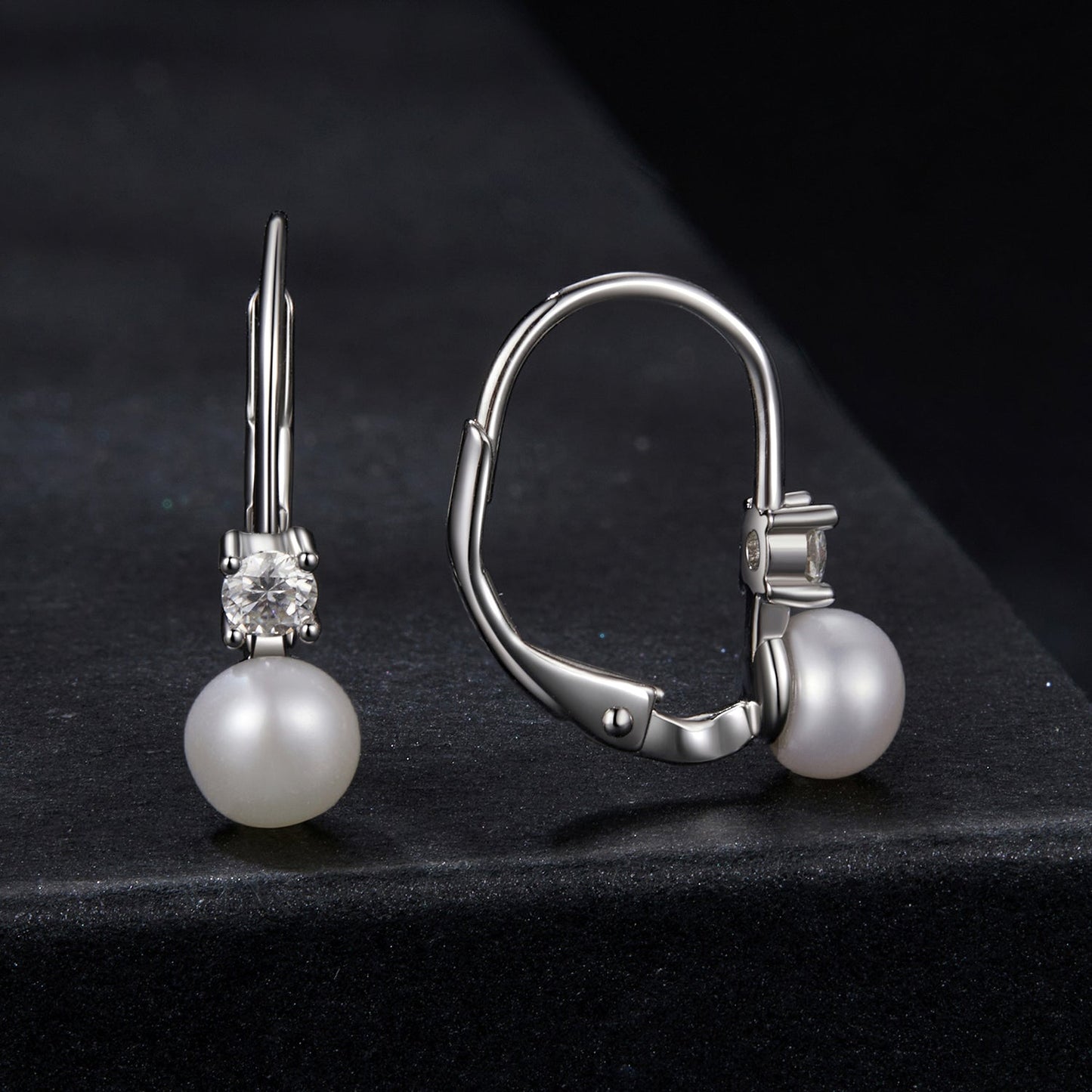 925 Sterling Silver & Moissanite 0.30 Carat Earring with Freshwater Pearl for Women