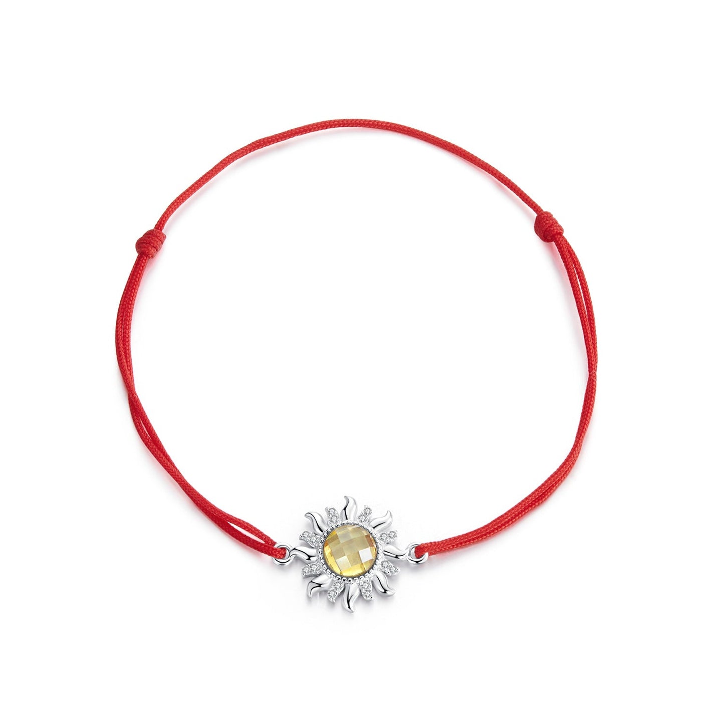 925 Sterling Silver Adjustable Length Bracelet with CZ and Glass Pendant for Women