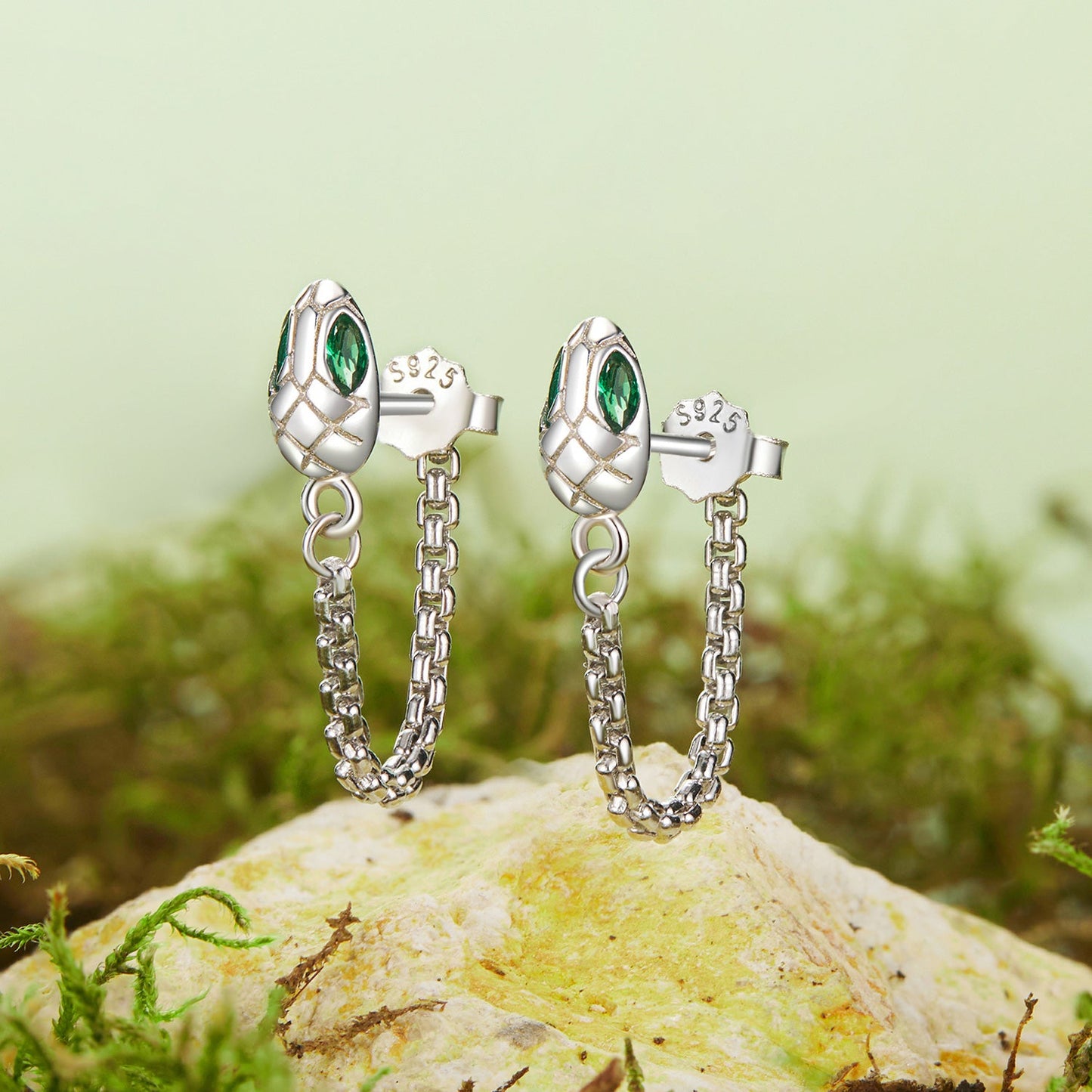 925 Sterling Silver Earrings with CZ in White Gold Plating