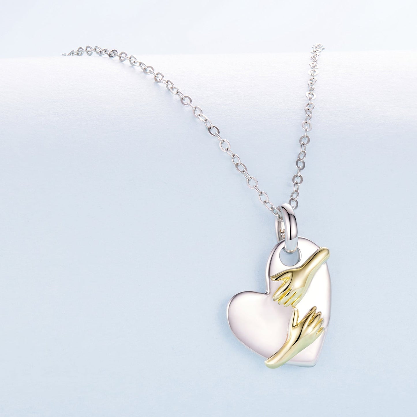 925 Sterling Silver + Plated White Gold + Plated Gold 1.8*1.2cm Necklace for Women
