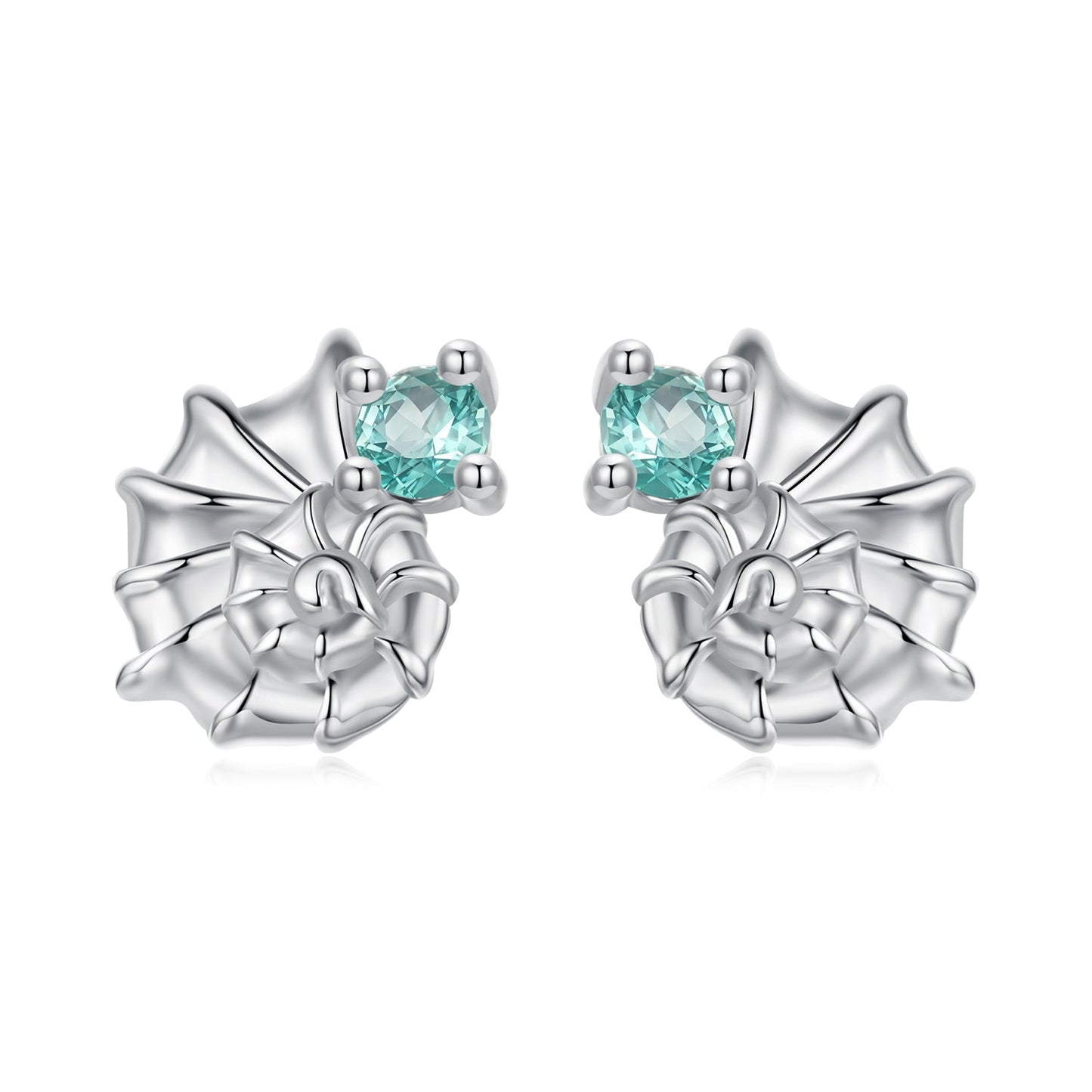 925 Sterling Silver Earrings with Transparent Glass and White Gold Plating for Women