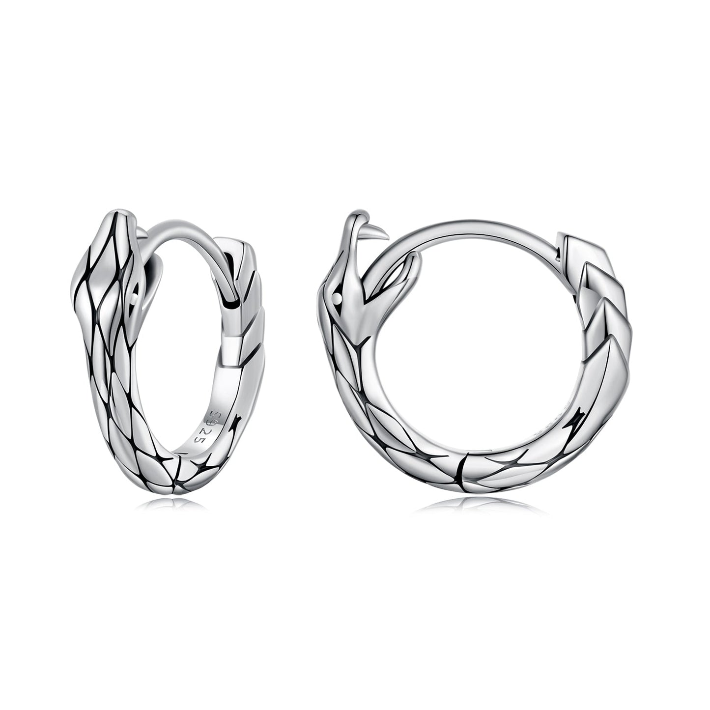 925 Sterling Silver Earrings for Women, Oxidized Silver, 1.4x0.35 cm