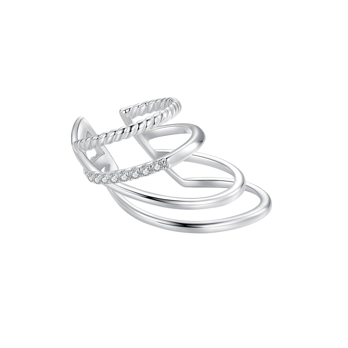 925 Sterling Silver Earrings with CZ and White Gold Plating