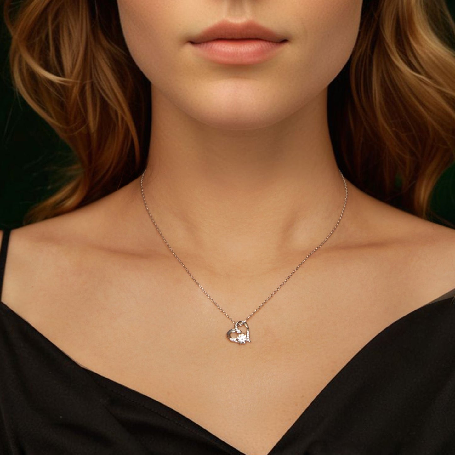 925 Sterling Silver Moissanite Necklace with Pendant and White Gold Plating for Women