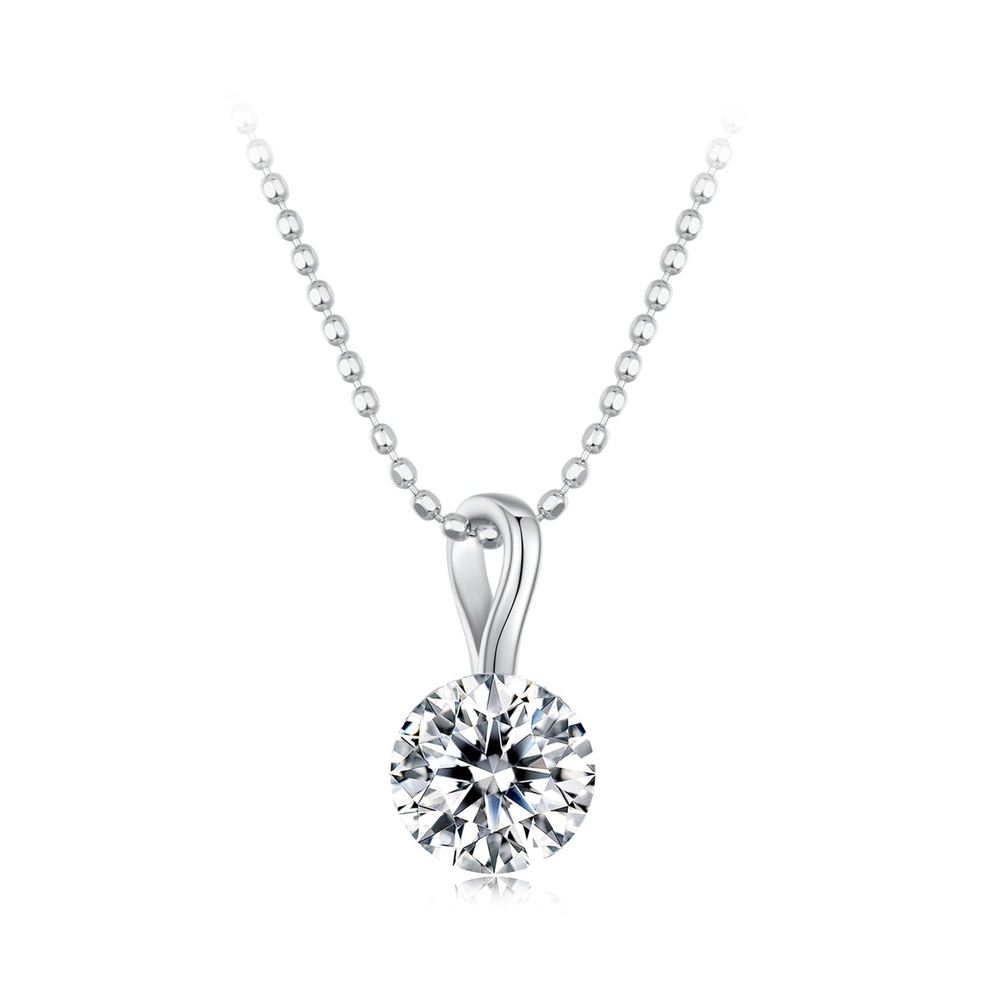 925 Sterling Silver Moissanite Necklace 40+5cm with White Gold Plating for Women