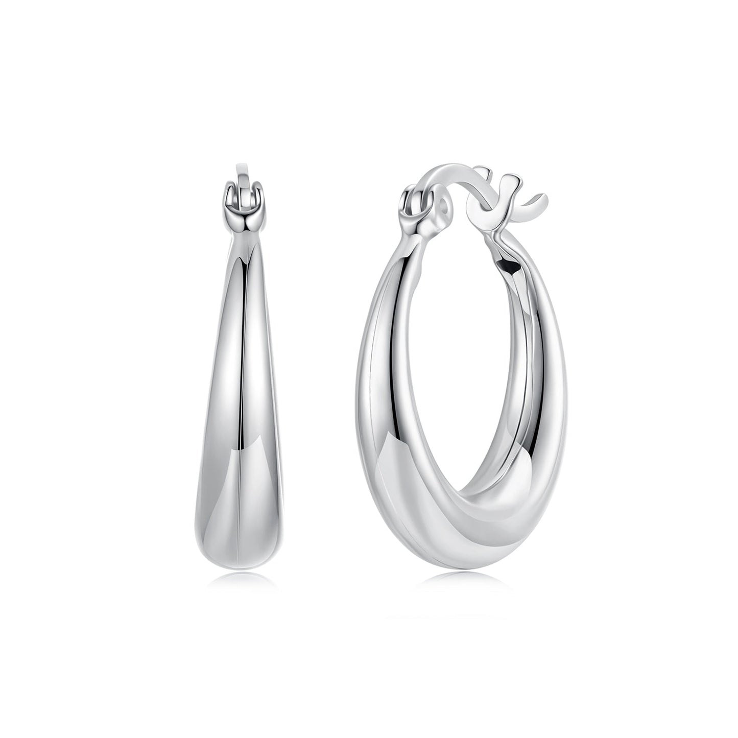 925 Sterling Silver White Gold Plated Earrings 3.0*0.7cm for Women