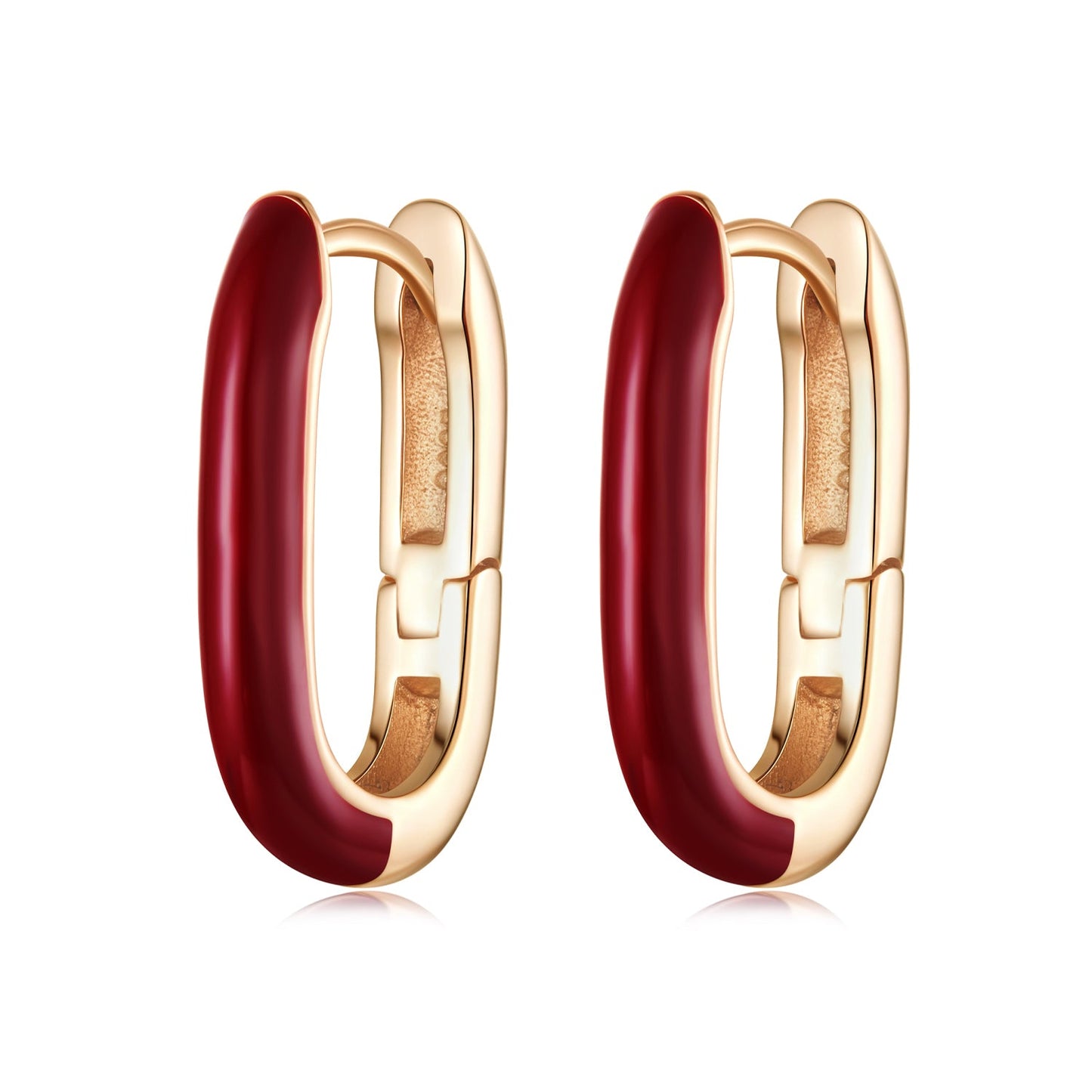 925 Sterling Silver Plated Rose Gold Enamel Earrings for Women