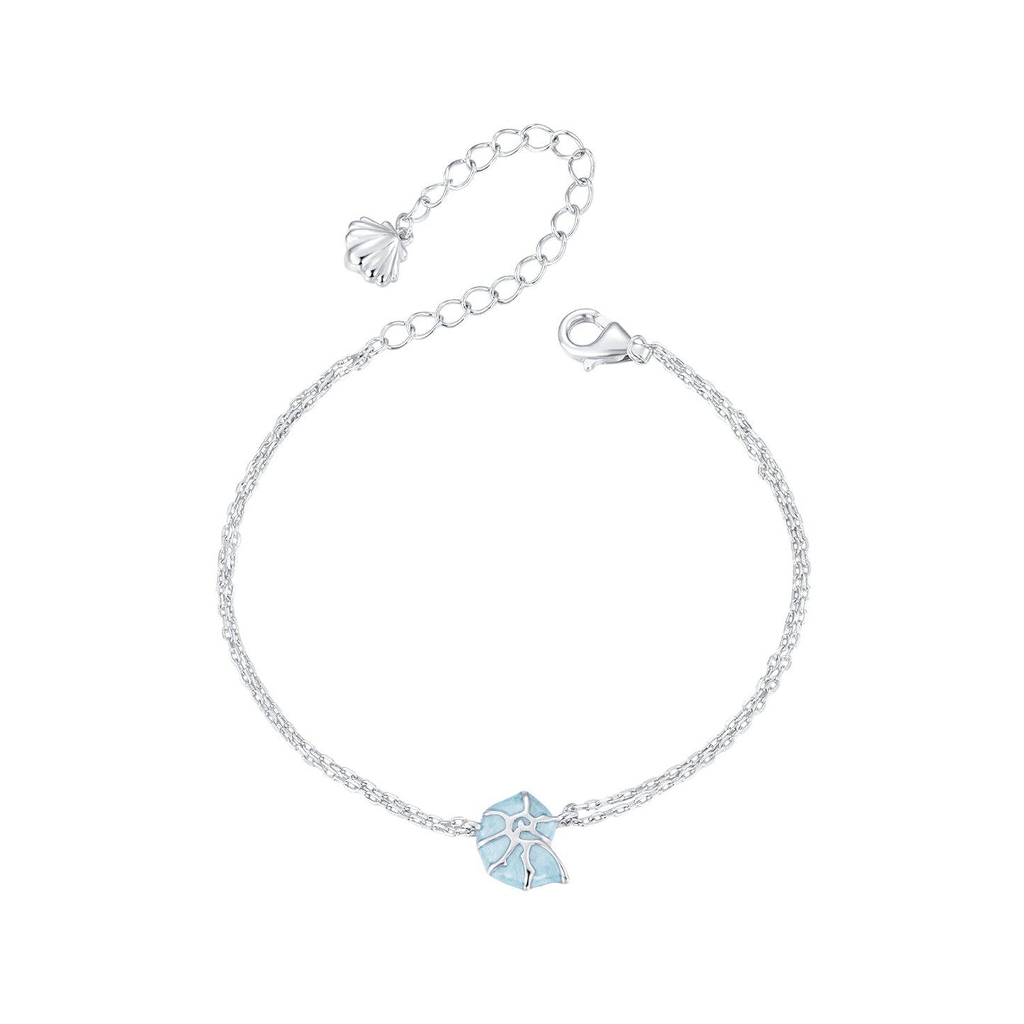 925 Sterling Silver White Gold Plated Bracelet with Enamel Process