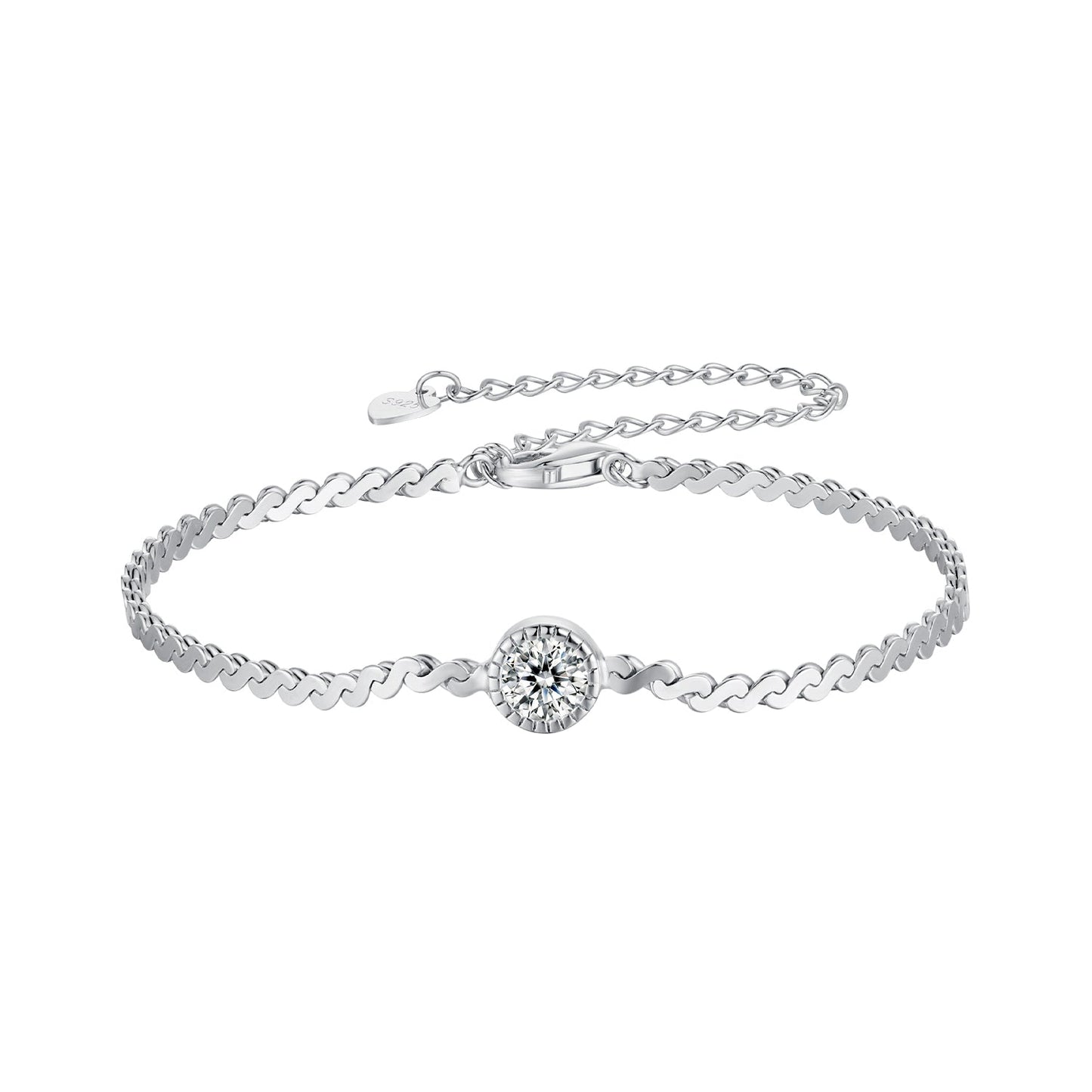 S925 Sterling Silver 5.0mm Moissanite Bracelet for Women