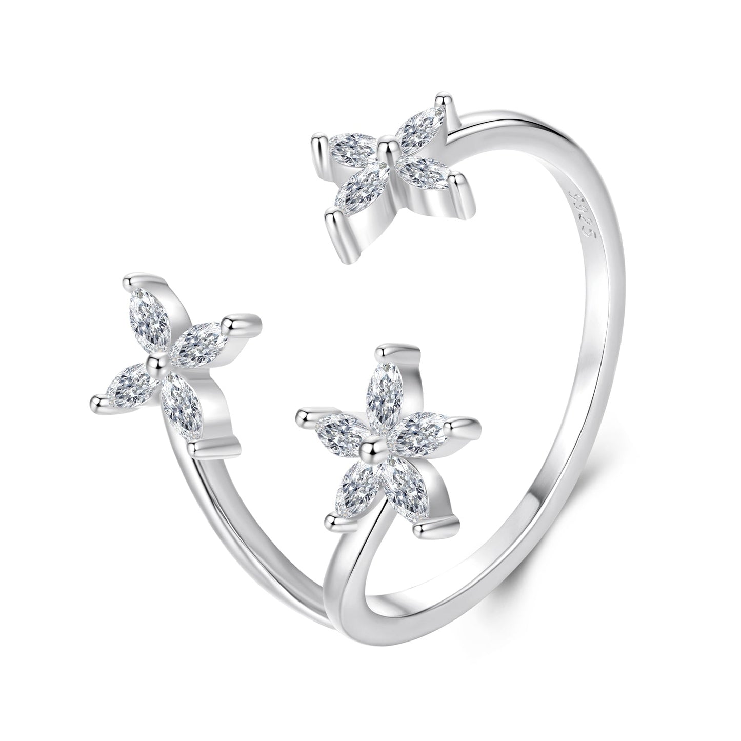925 Sterling Silver Pavé Setting CZ White Gold Ring for Women