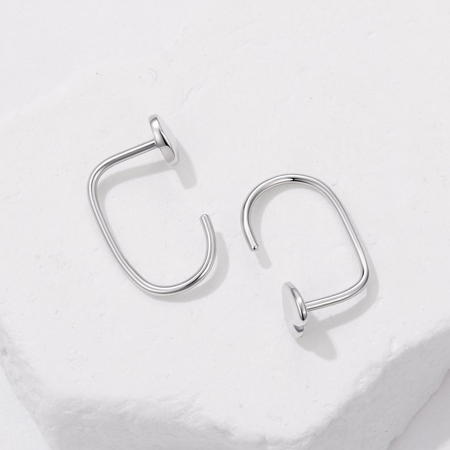 925 Silver White Gold Plated 1.4cm Brass Earrings for Women