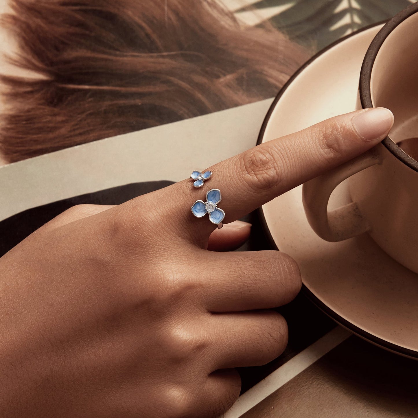 925 Sterling Silver Ring with Enamel Process and Pavé CZ - Stylish & Elegant Design for Women