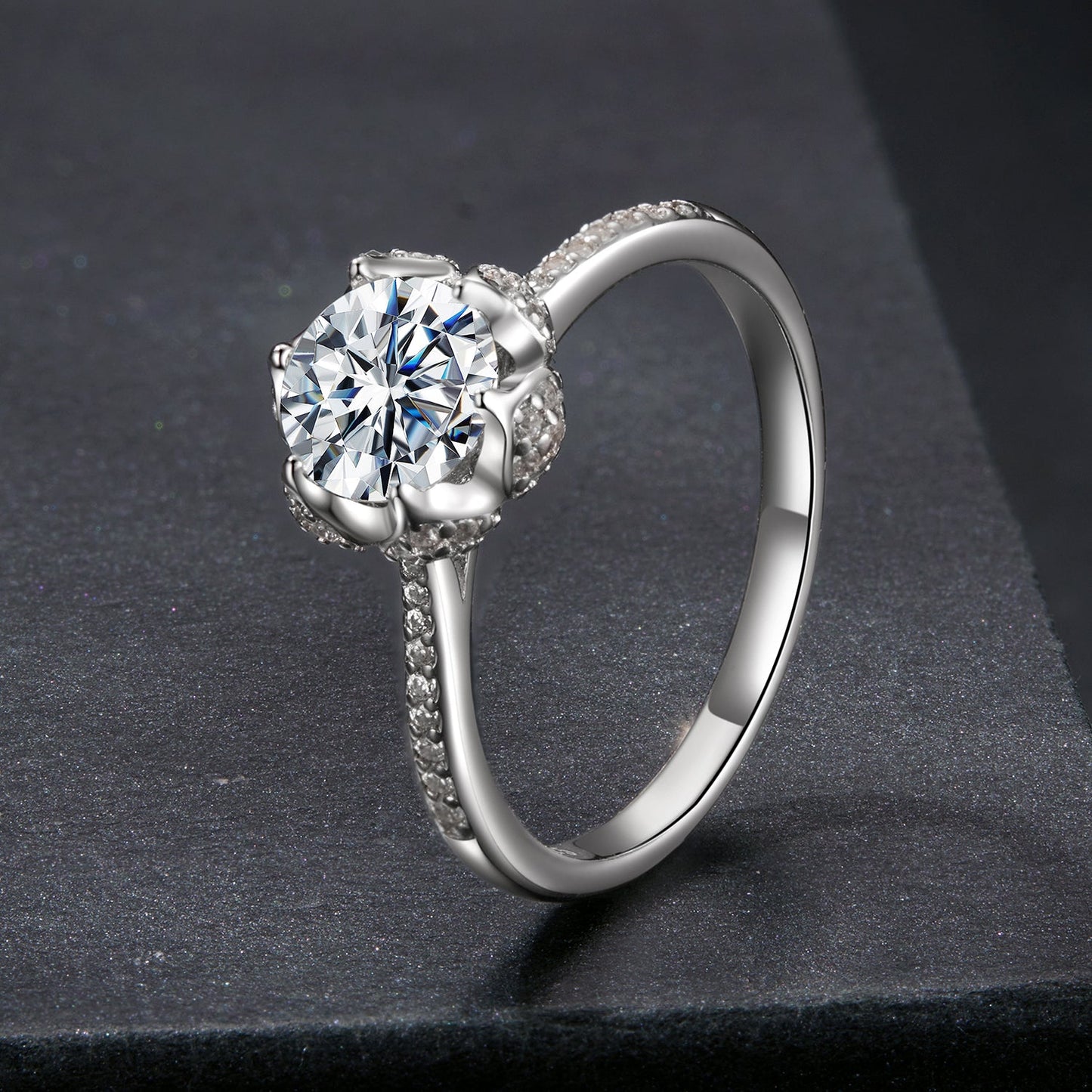 925 Sterling Silver Moissanite Ring 1ct Size 6 White Gold Plated for Women