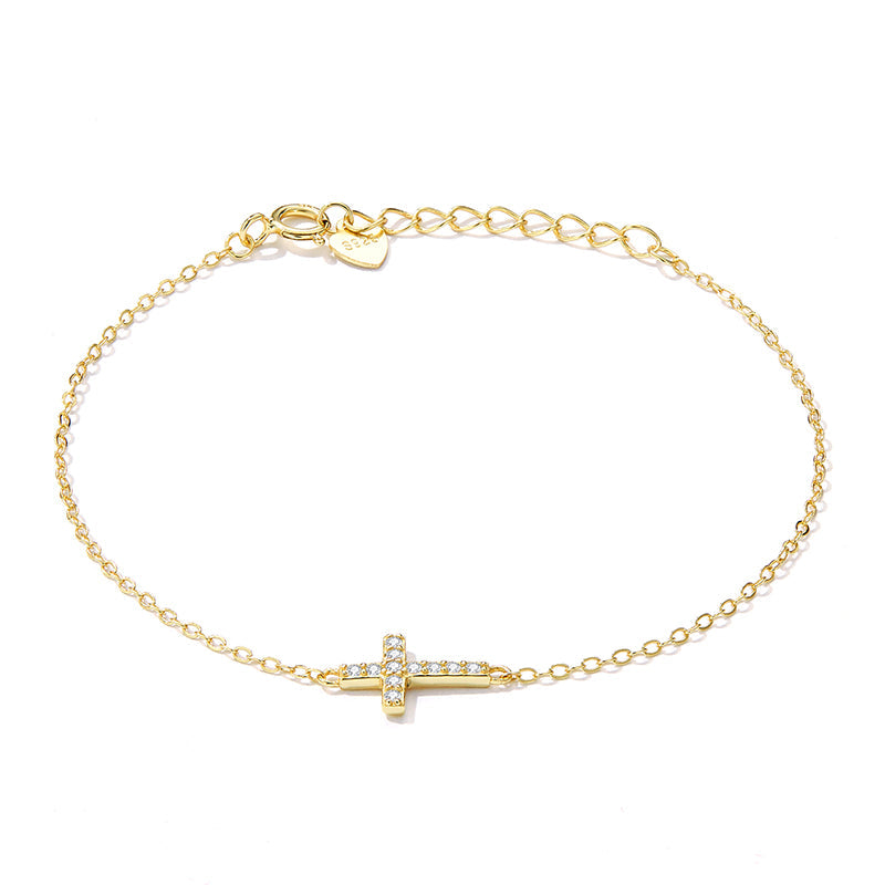 925 Sterling Silver Bracelet with Pavé Setting CZ, 155+25mm for Women