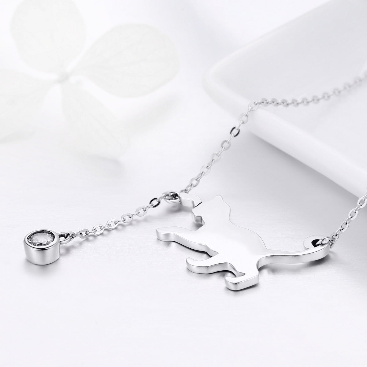 925 Sterling Silver Necklace 38-45cm with 1.4*2.5cm Pendant for Women