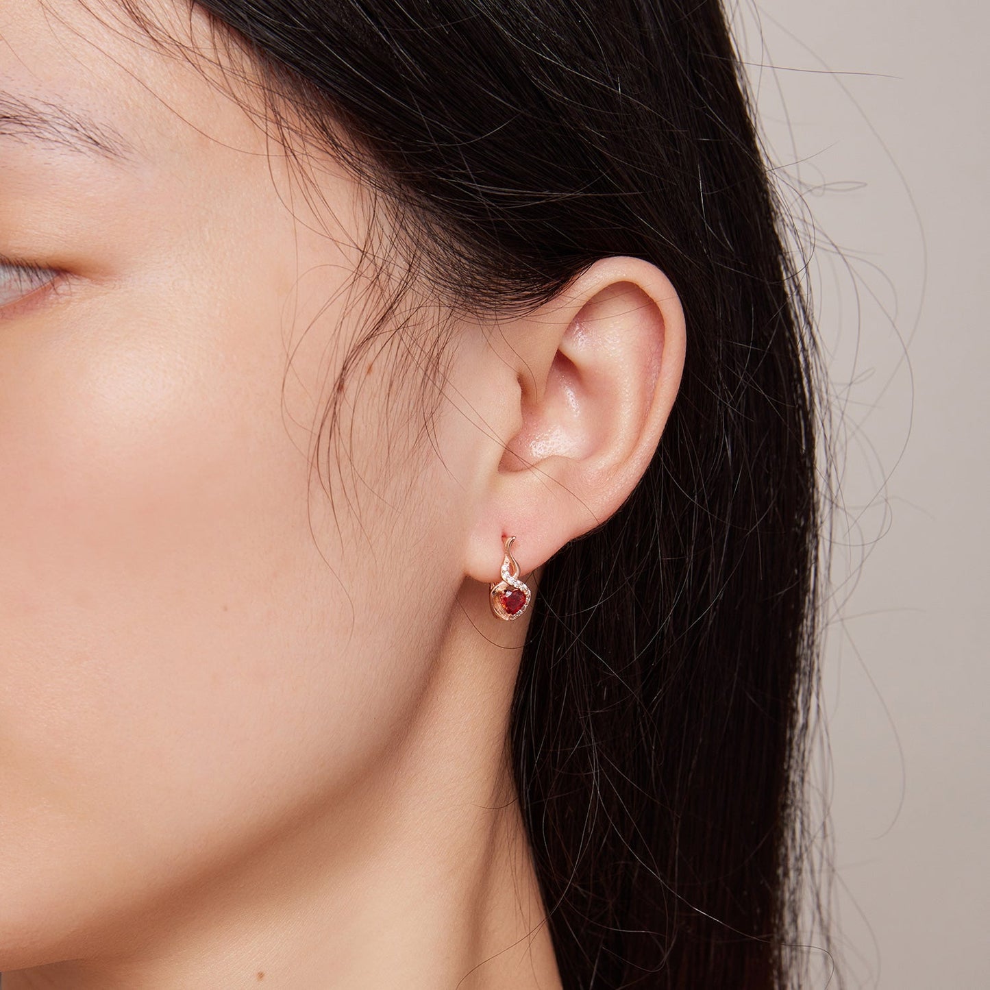 925 Sterling Silver Rose Gold Plated Earrings with CZ in Pavé Setting