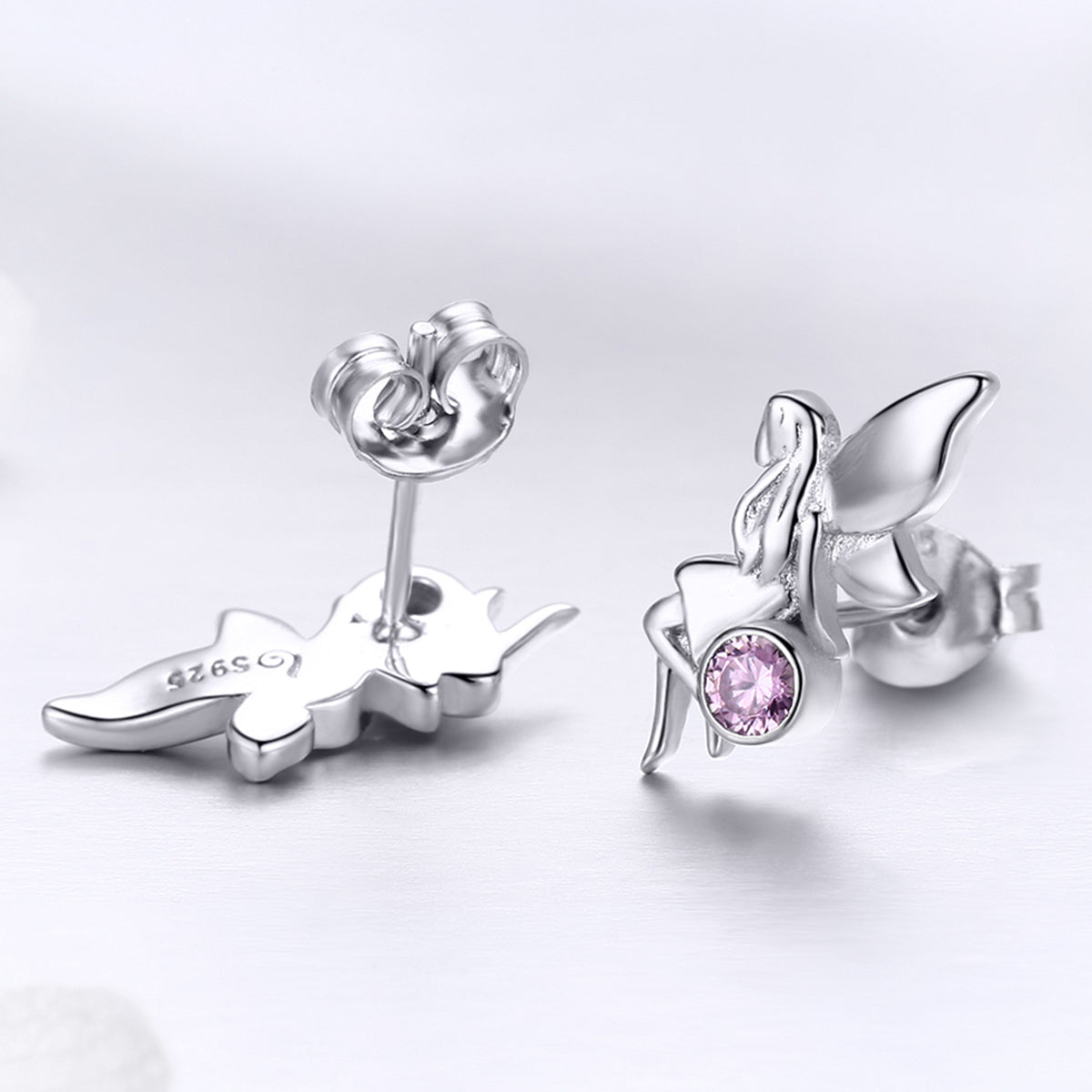925 Sterling Silver Earrings with Pavé Setting CZ, 1.6*0.7 cm for Women