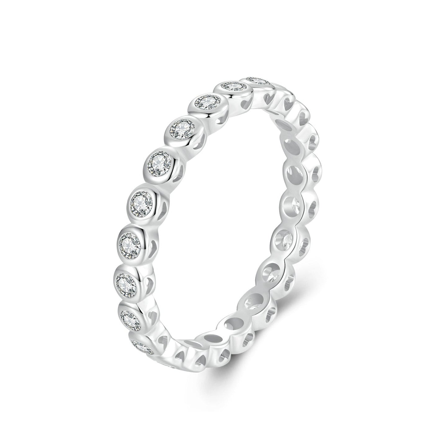 925 Sterling Silver 2mm Moissanite Ring Size 7 for Women