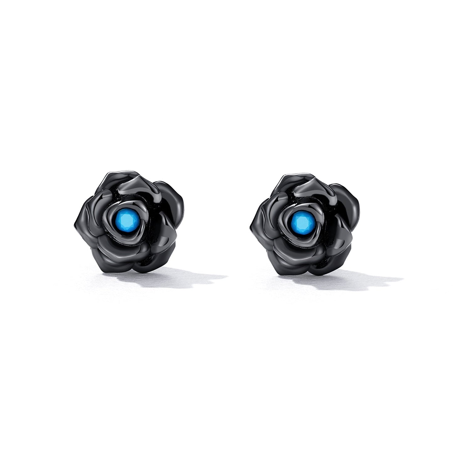 925 Sterling Silver Earrings with Turquoise and Black Gold Finish