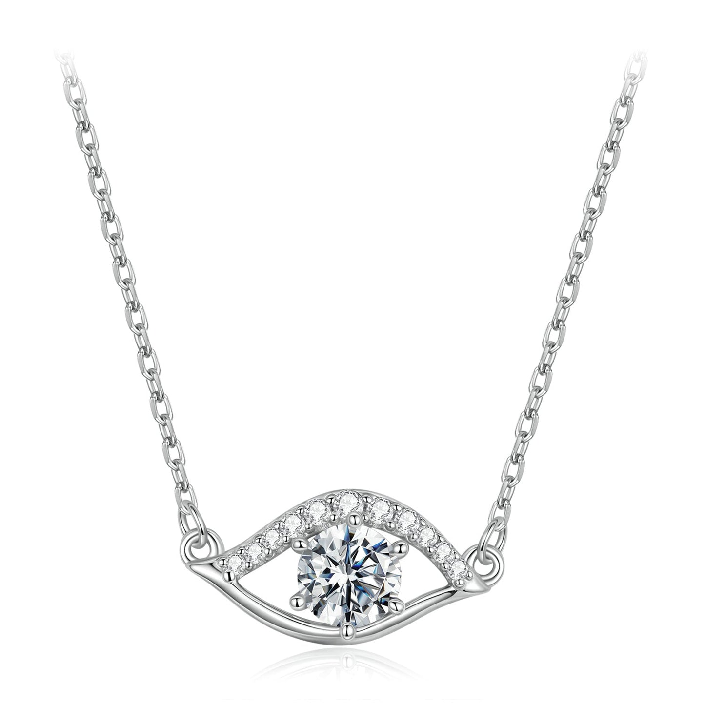 925 Sterling Silver Moissanite Necklace 40+5cm in Length for Women