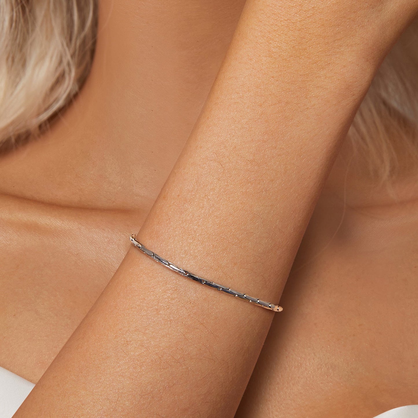 925 Sterling Silver + White Gold Plated Bracelet