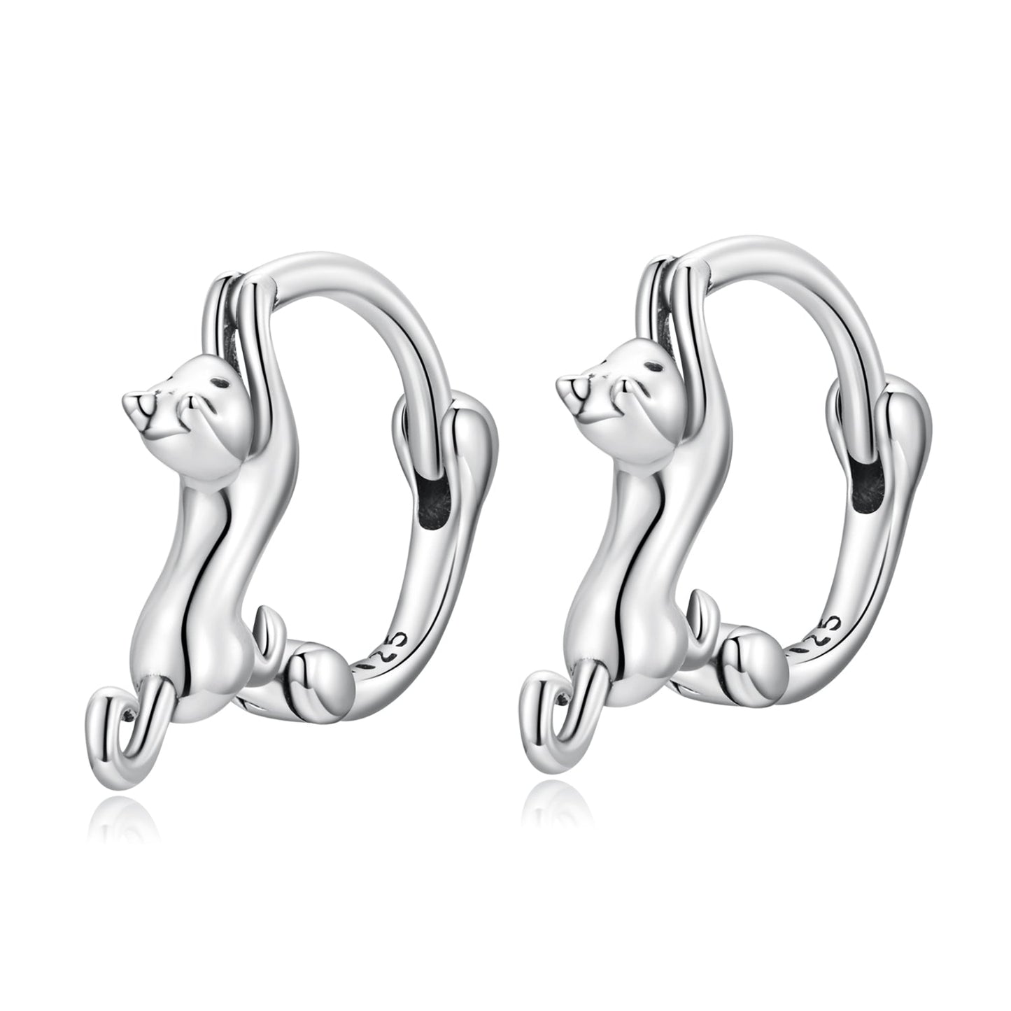 925 Sterling Silver Plated Gold Earrings Size 1.8cm for Women
