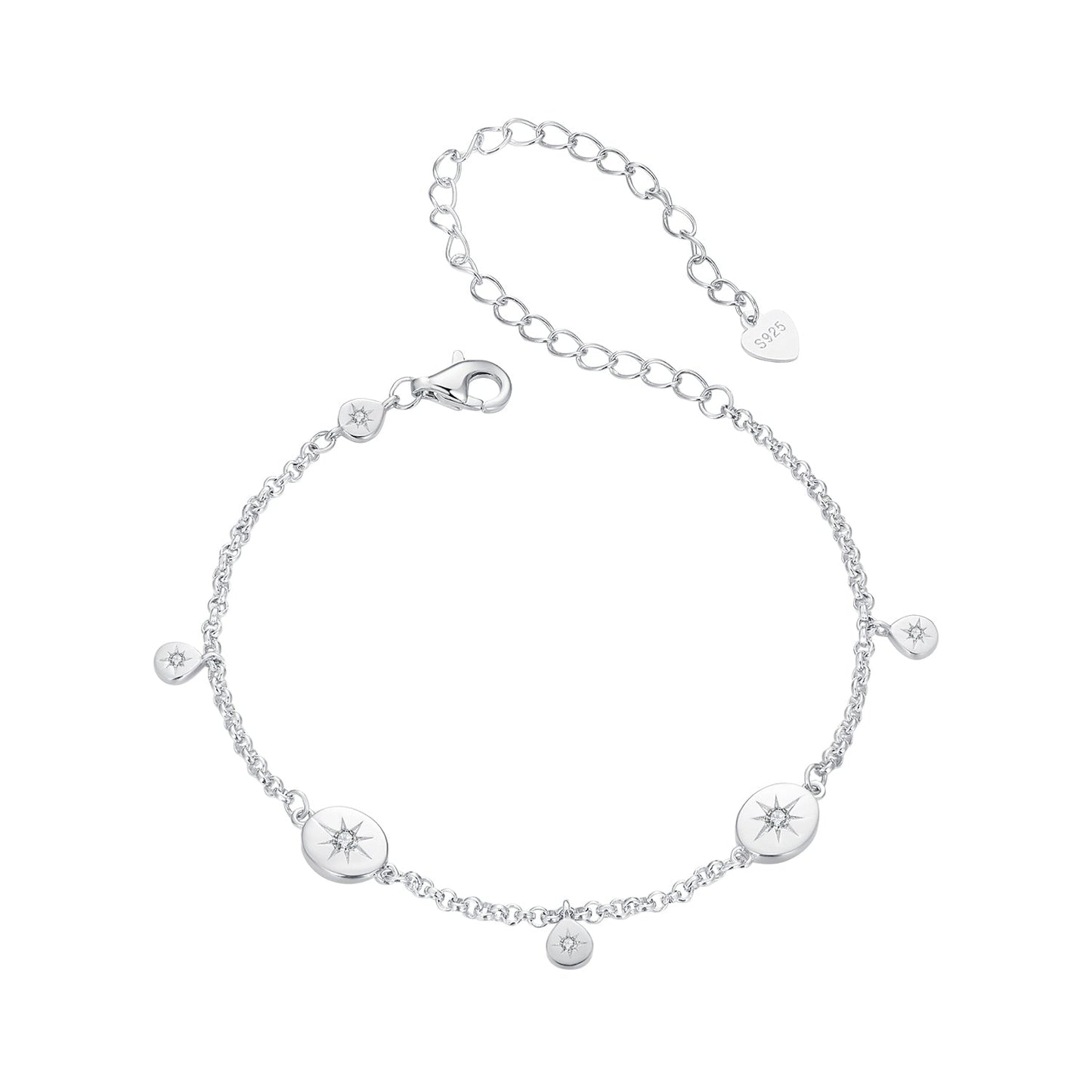 925 Sterling Silver & Plated White Gold CZ Bracelet