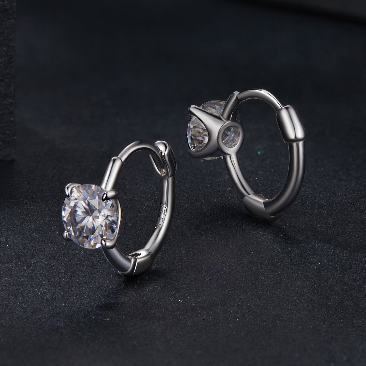 925 Sterling Silver & White Gold Plated 0.5 Carat Moissanite Earrings for Women