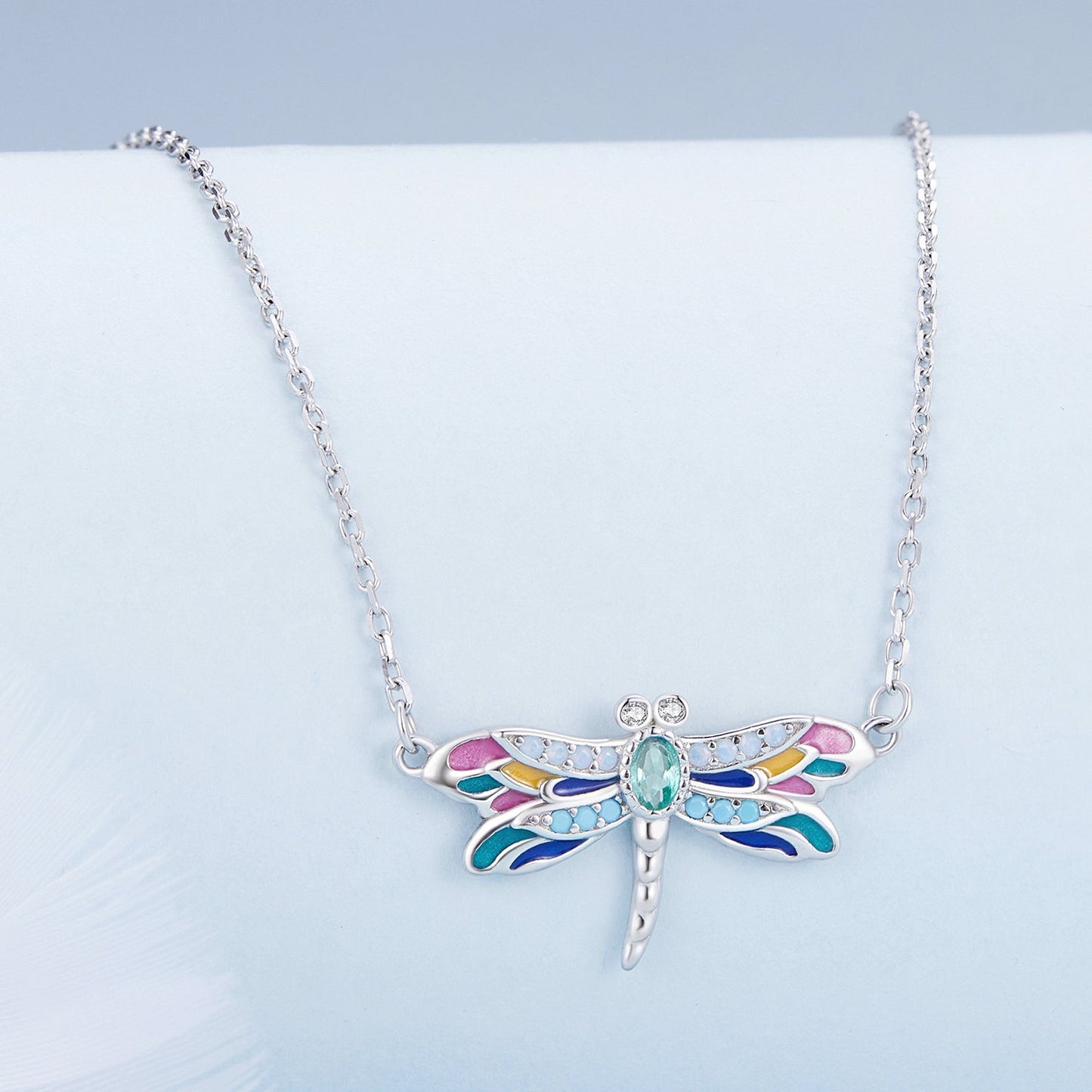 925 Sterling Silver Pendant Necklace with Pavé CZ and Plated Platinum