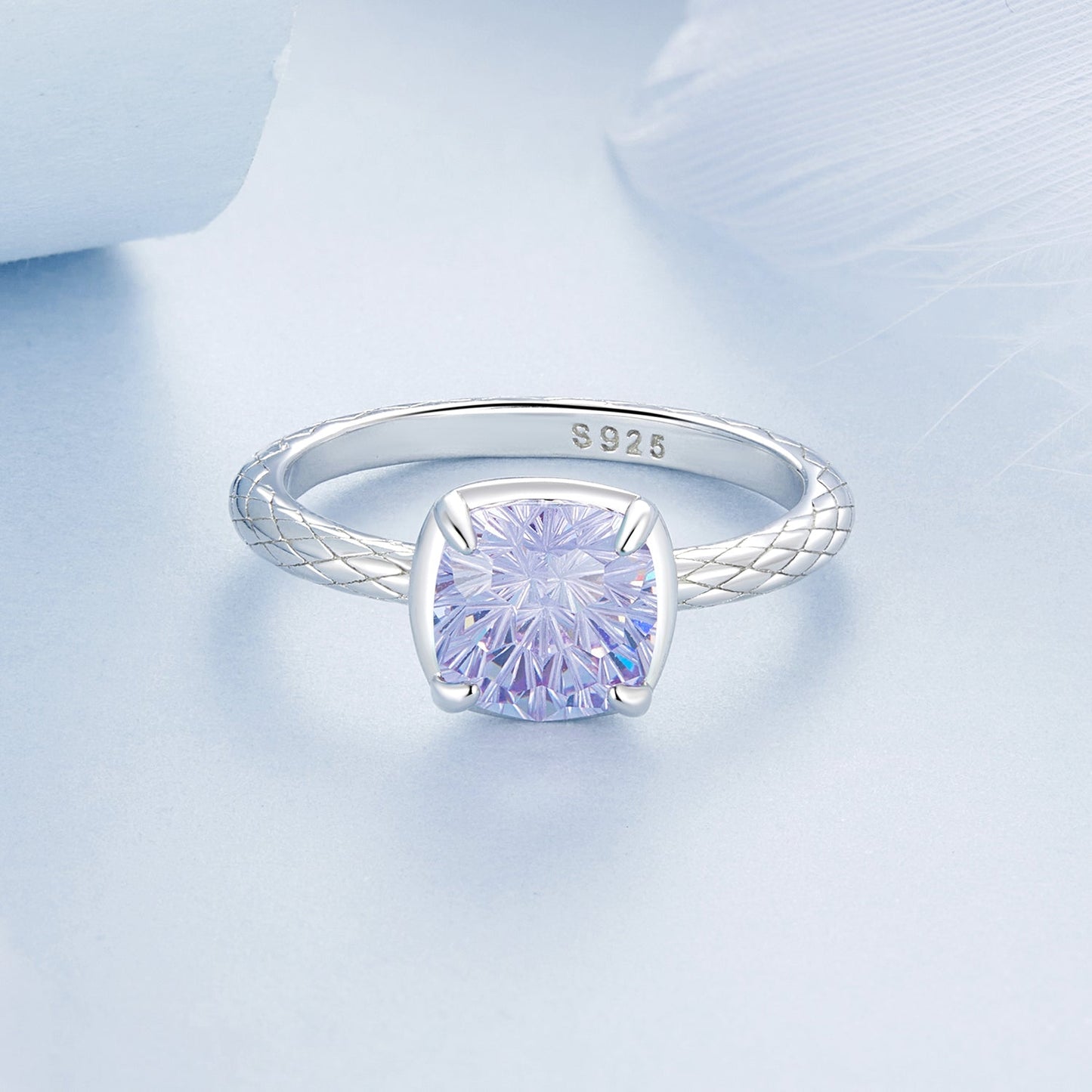 925 Sterling Silver Ring with Pavé Setting CZ, Size 6.0