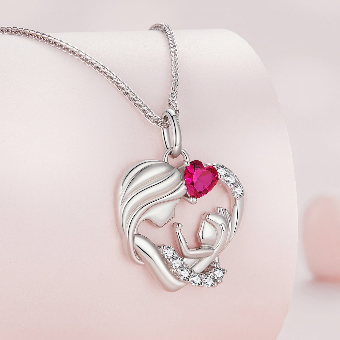 925 Sterling Silver Necklace with Pavé Setting CZ, 25x19mm Pendant, 400mm-450mm Length for Women