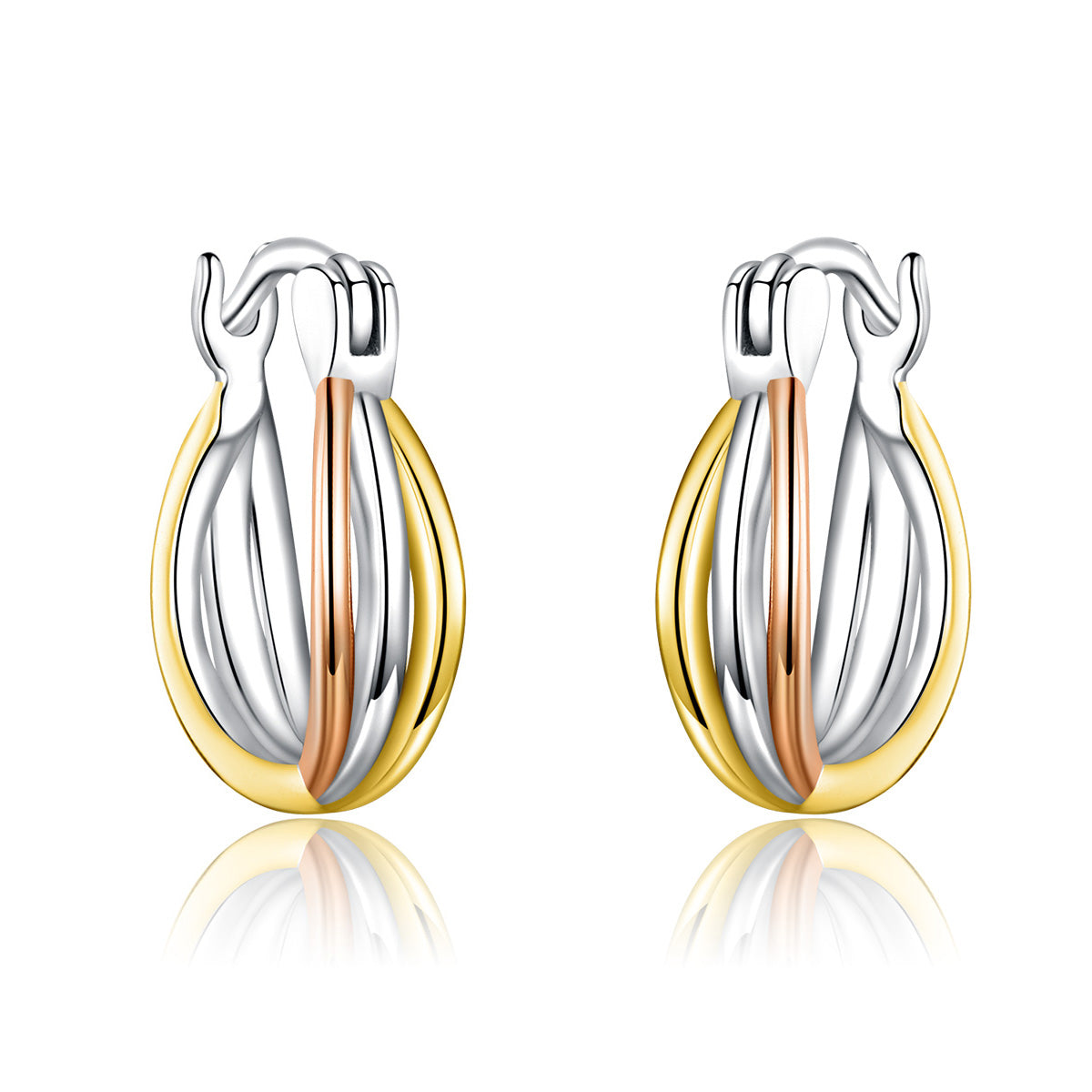 S925 Sterling Silver Earrings with Platinum, Rose Gold, and Gold Plating for Women