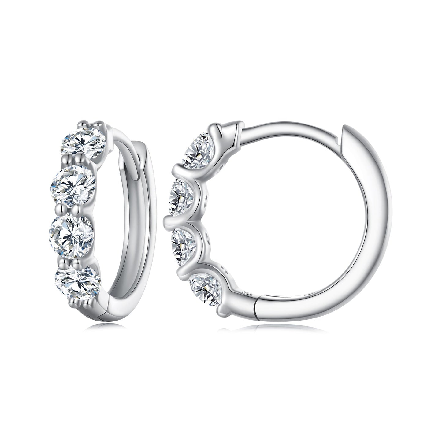 925 Sterling Silver Moissanite 0.1 Carat Platinum Plated Earrings for Women