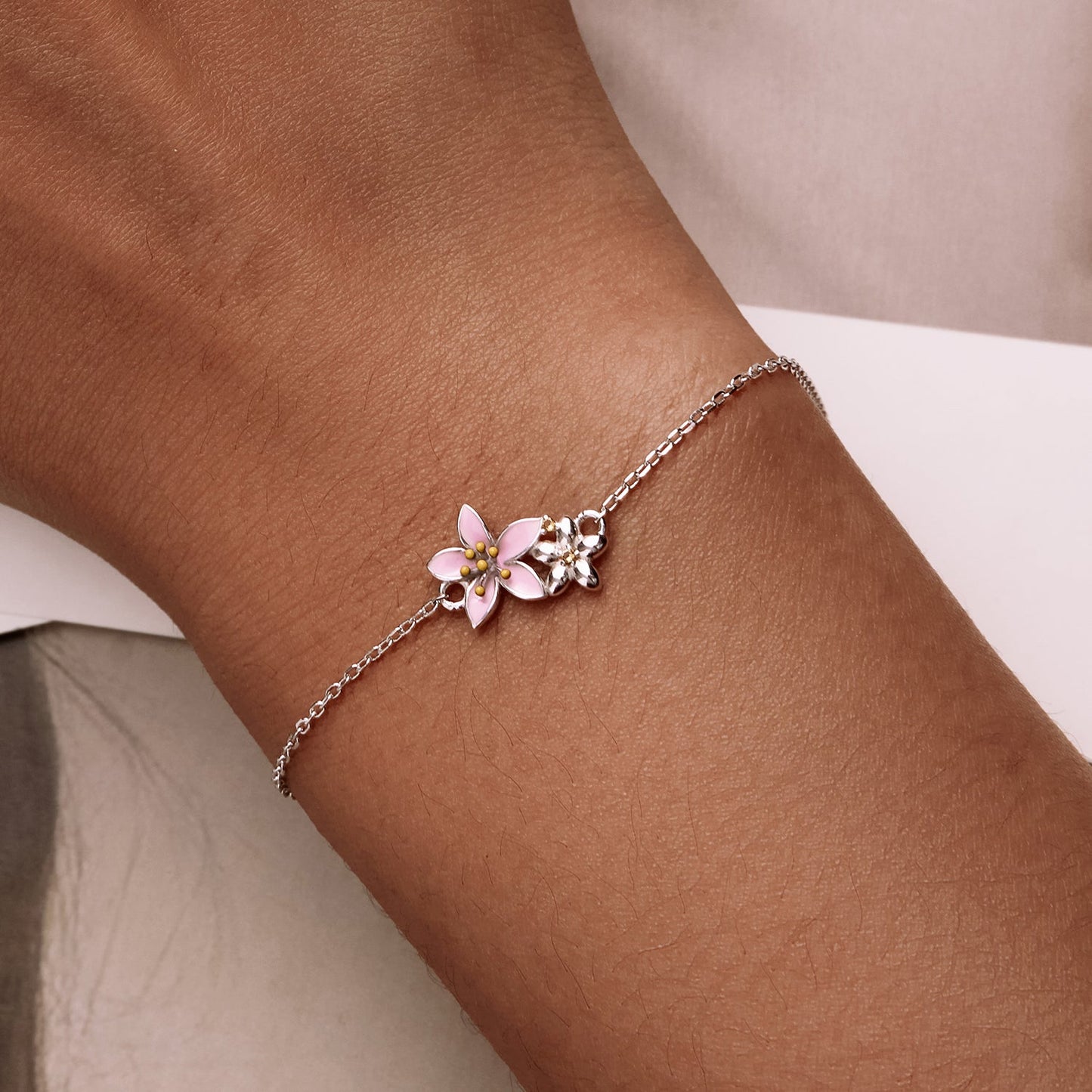 S925 Sterling Silver Adjustable Flower Bracelet for Women
