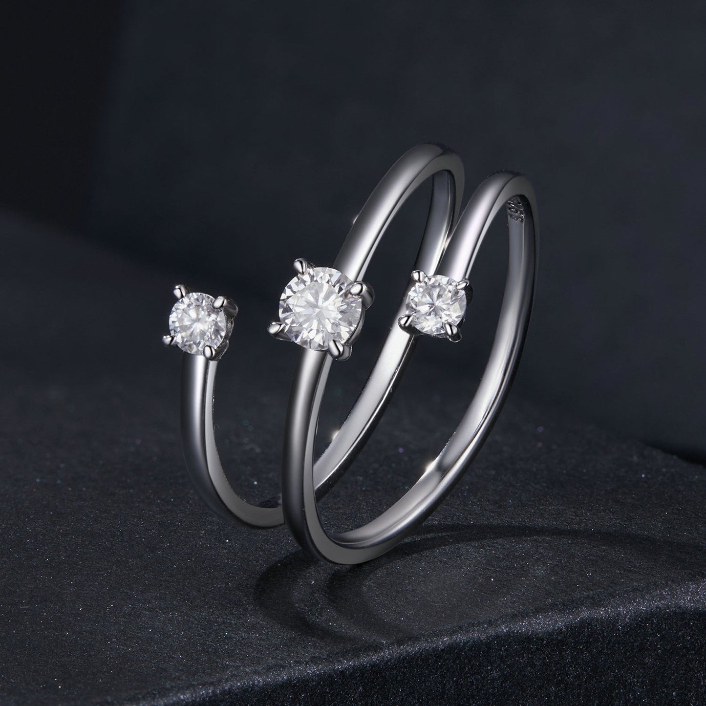 925 Sterling Silver 3mm Moissanite Ring for Women