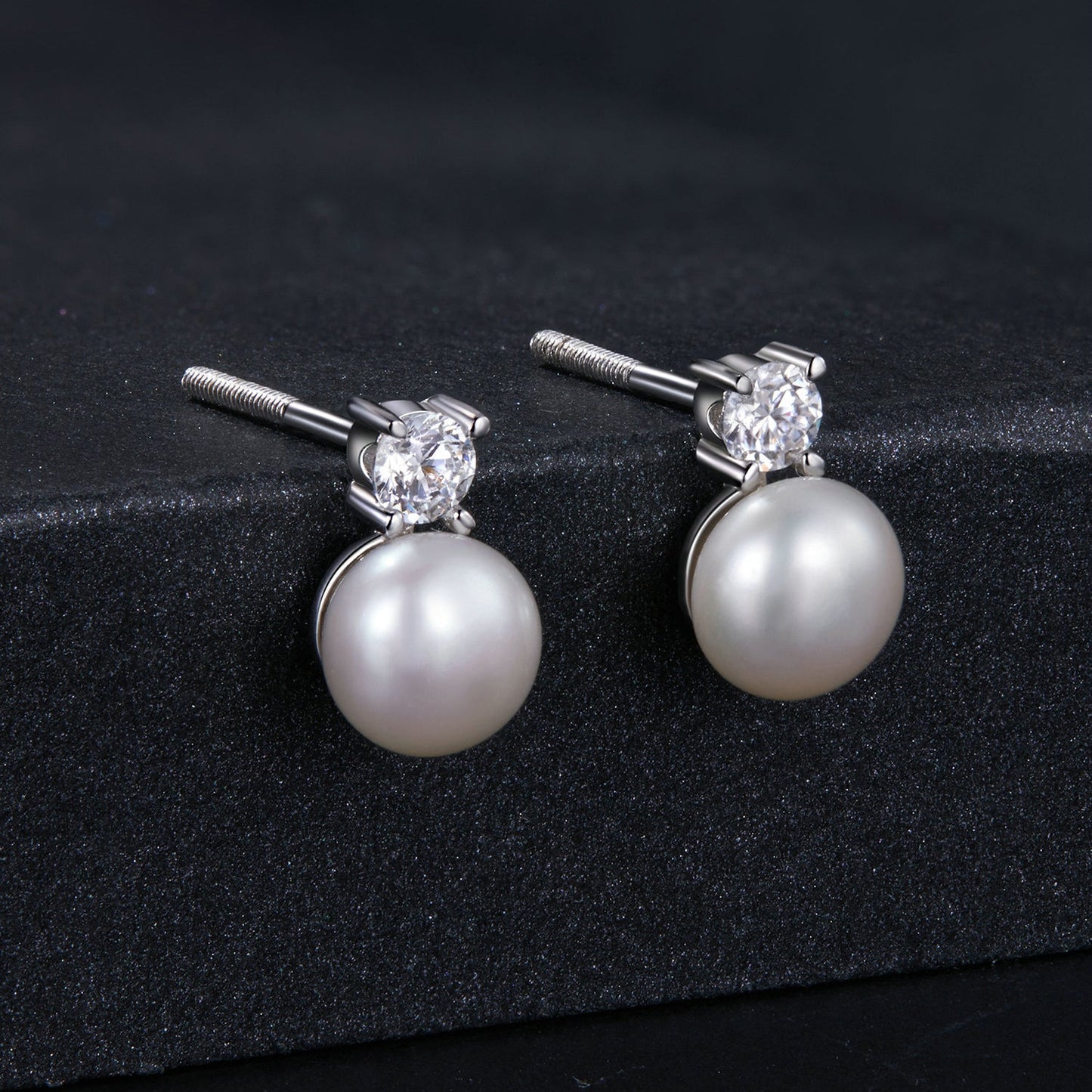 925 Sterling Silver Moissanite 0.1ct Freshwater Pearl Earrings for Women