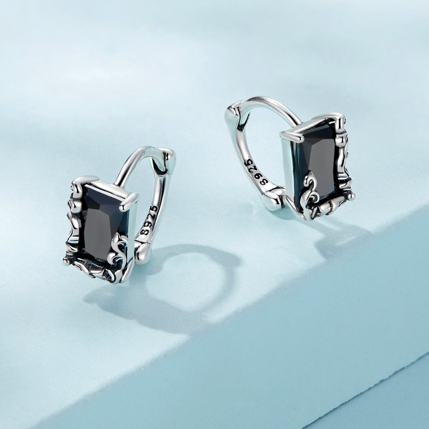 925 Sterling Silver Earrings with CZ and Oxidized Finish for Women