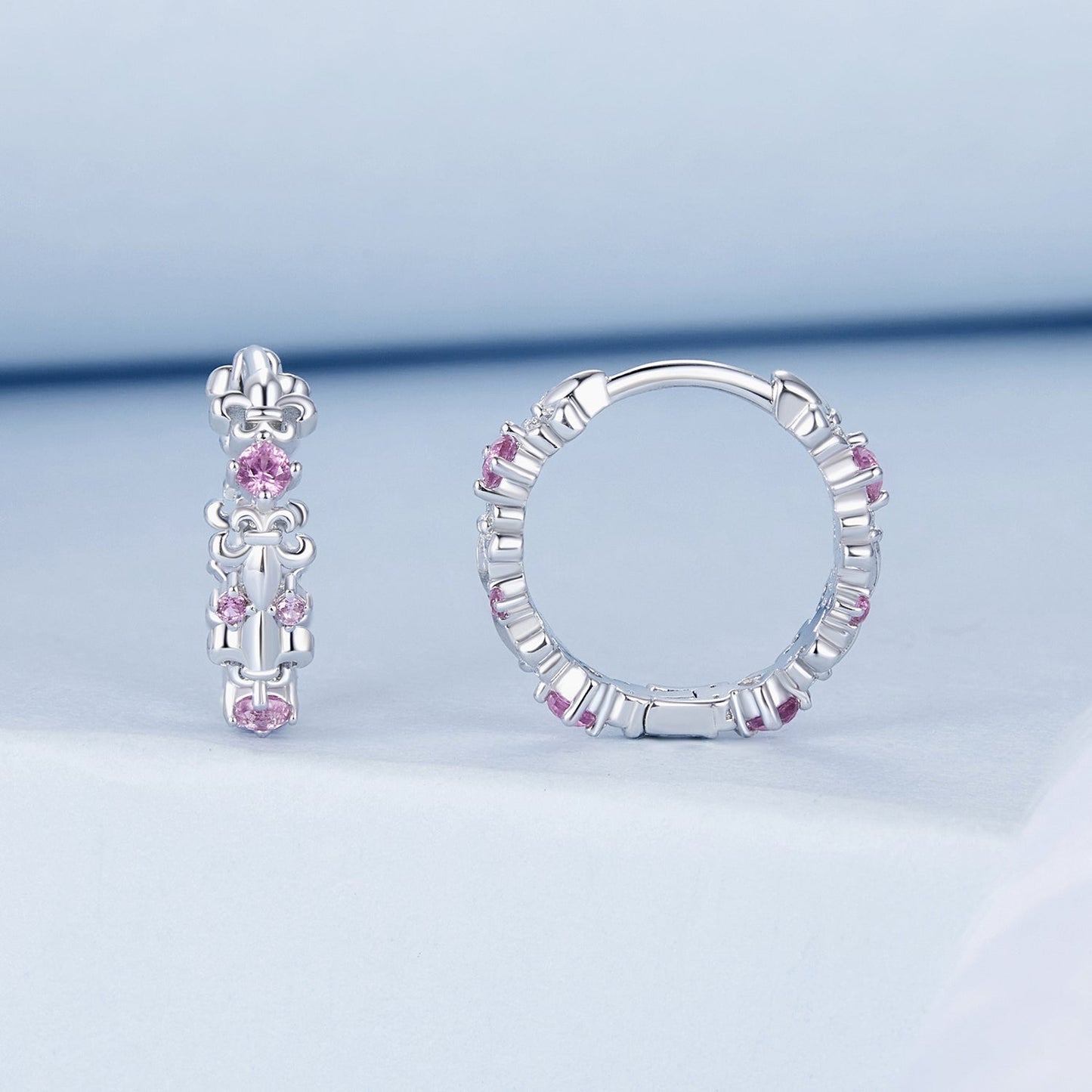 925 Sterling Silver Pavé CZ White Gold Plated Earrings for Women