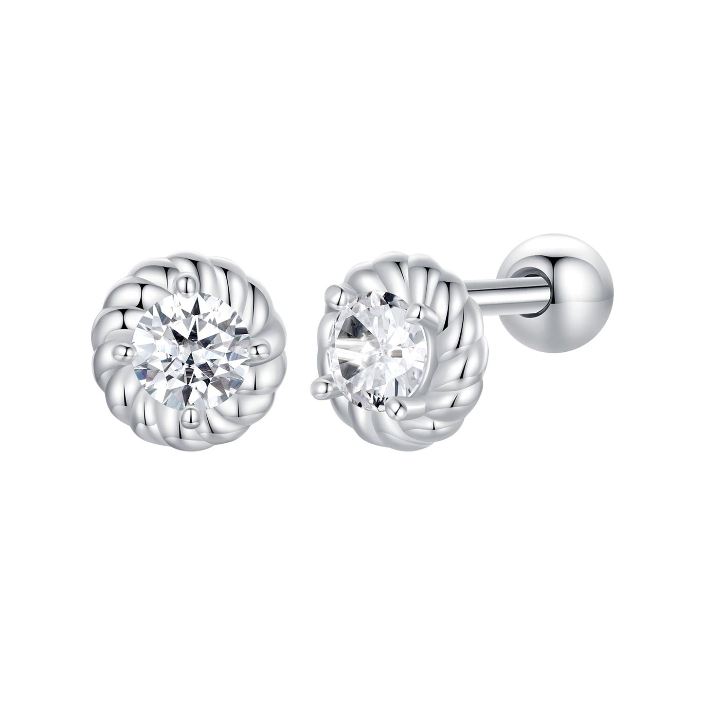 925 Sterling Silver 3mm Moissanite Earrings for Women